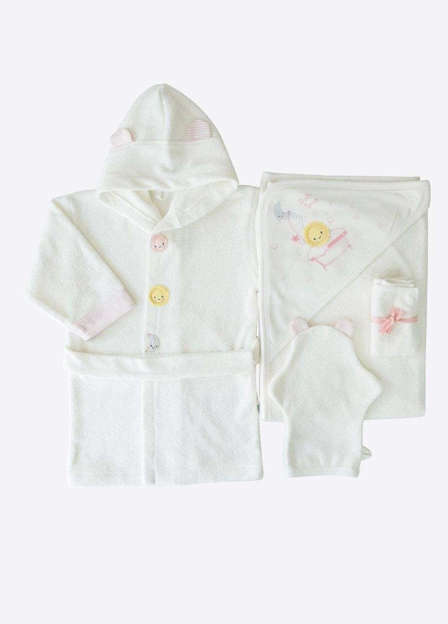 white And Pink cotton Bath Robe - La Farandole Paris