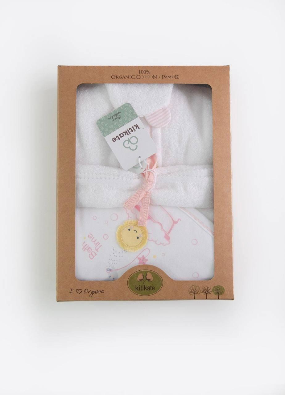 white And Pink cotton Bath Robe - La Farandole Paris