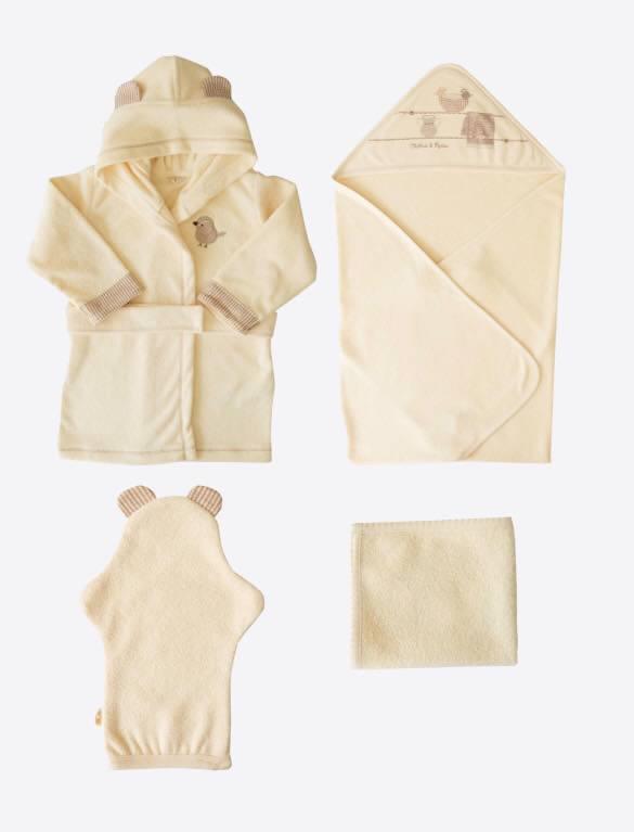 Beige cotton Bath Robe - La Farandole Paris