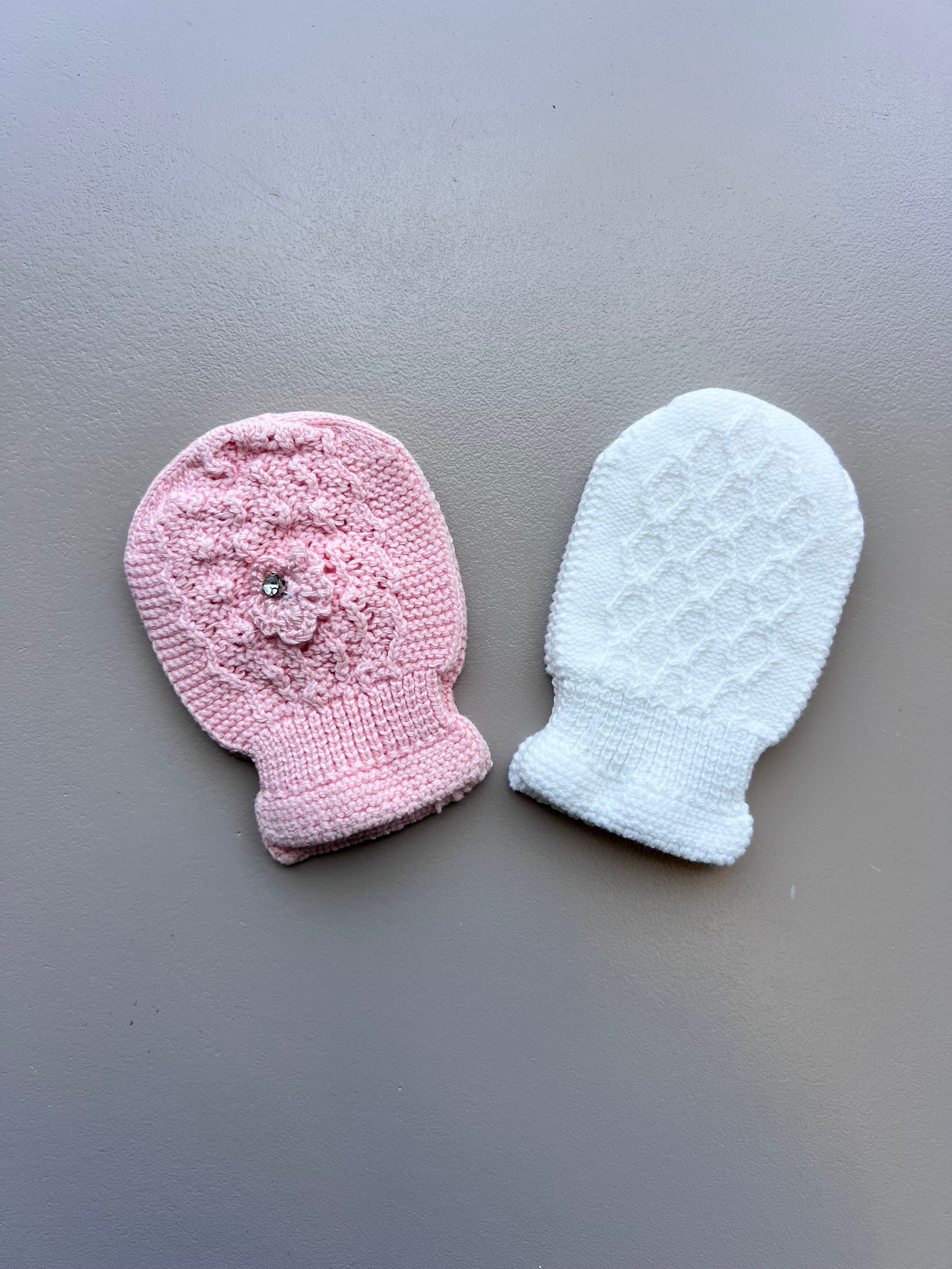 Salmon & off-White Mitten Pack of 2 Pairs