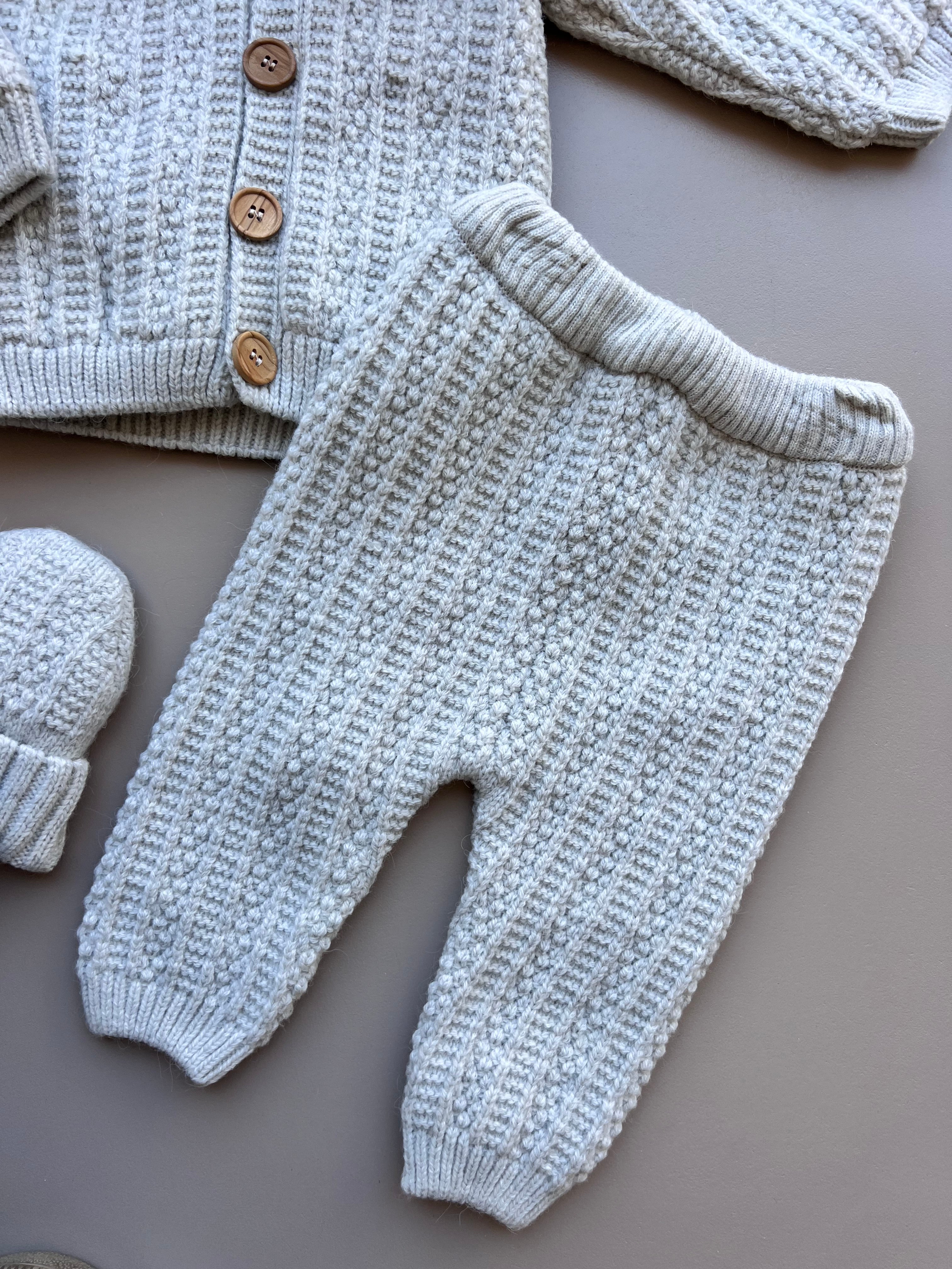 Thick Wool Fur Inside Top, Pants and Mittens 3 Pcs