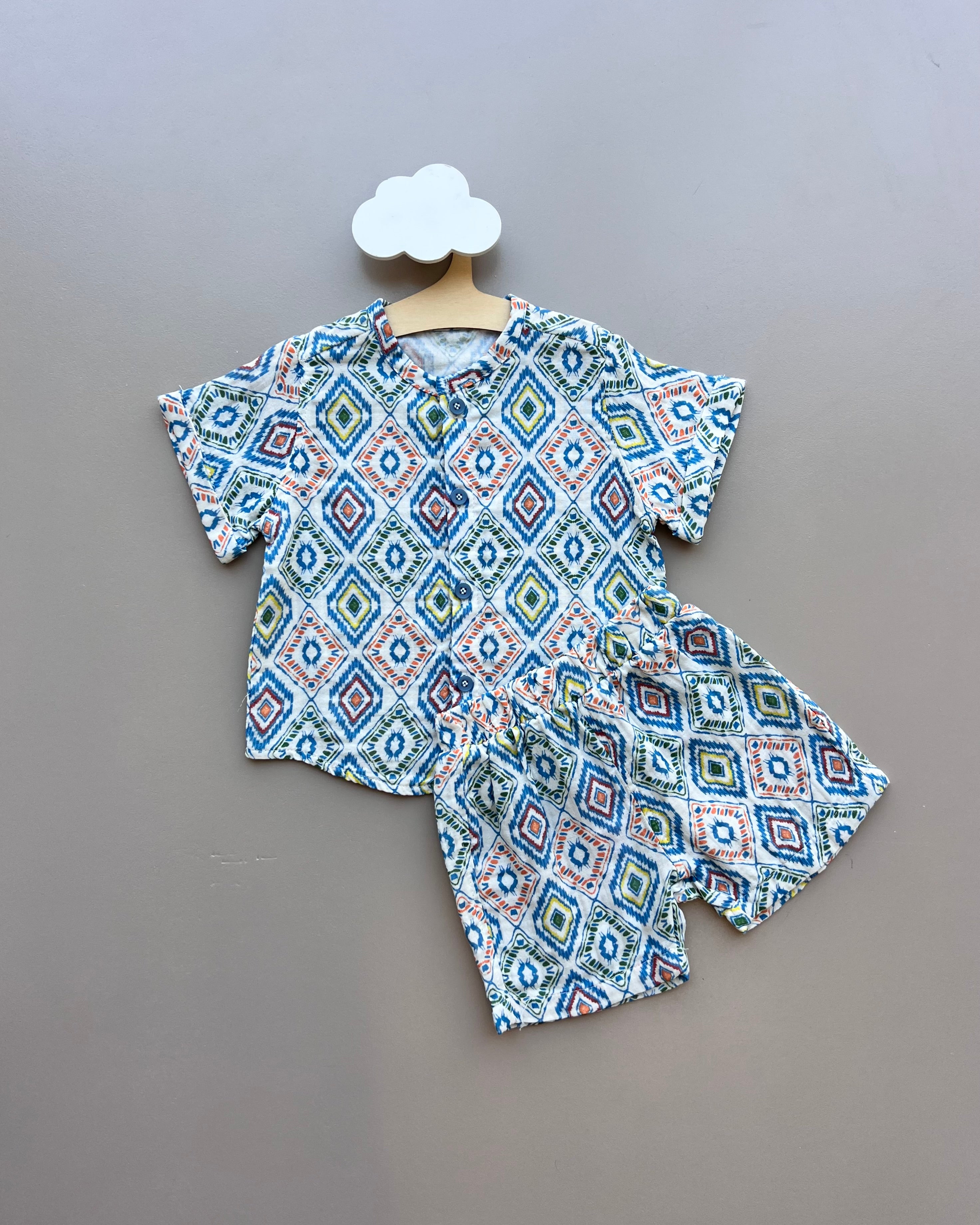 Blue & White GOTS™ Certified Organic Cotton Summer 2 Pcs Set