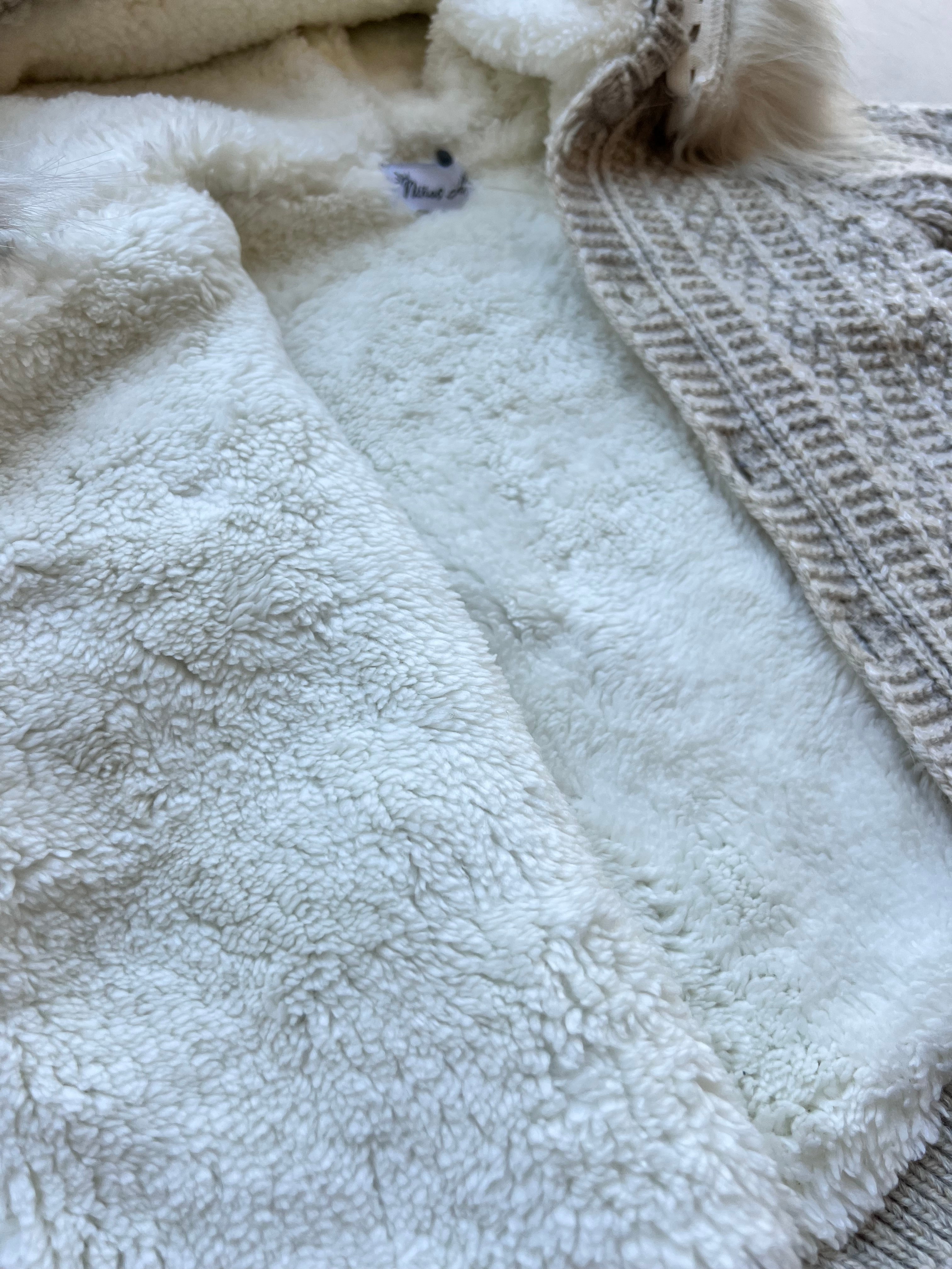 Thick Wool Fur Inside Top, Pants and Mittens 3 Pcs