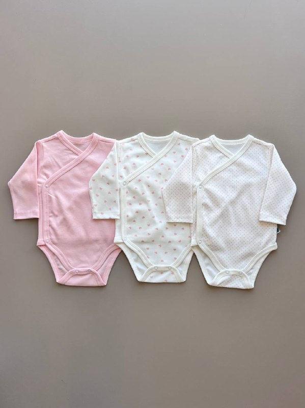 Pink And White Organic Cotton Double Breasted Packs Of 3 Pcs - La Farandole Paris