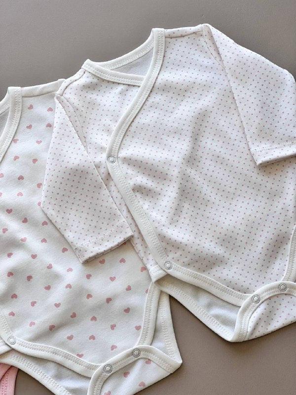 Pink And White Organic Cotton Double Breasted Packs Of 3 Pcs - La Farandole Paris