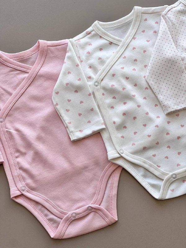 Pink And White Organic Cotton Double Breasted Packs Of 3 Pcs - La Farandole Paris