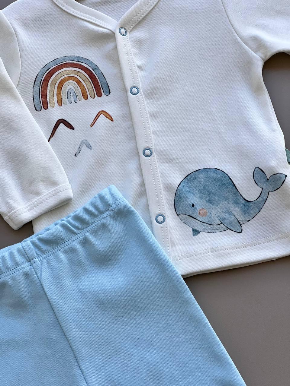 White And Blue Organic Cotton Rainbow Set 2 Pcs - La Farandole Paris