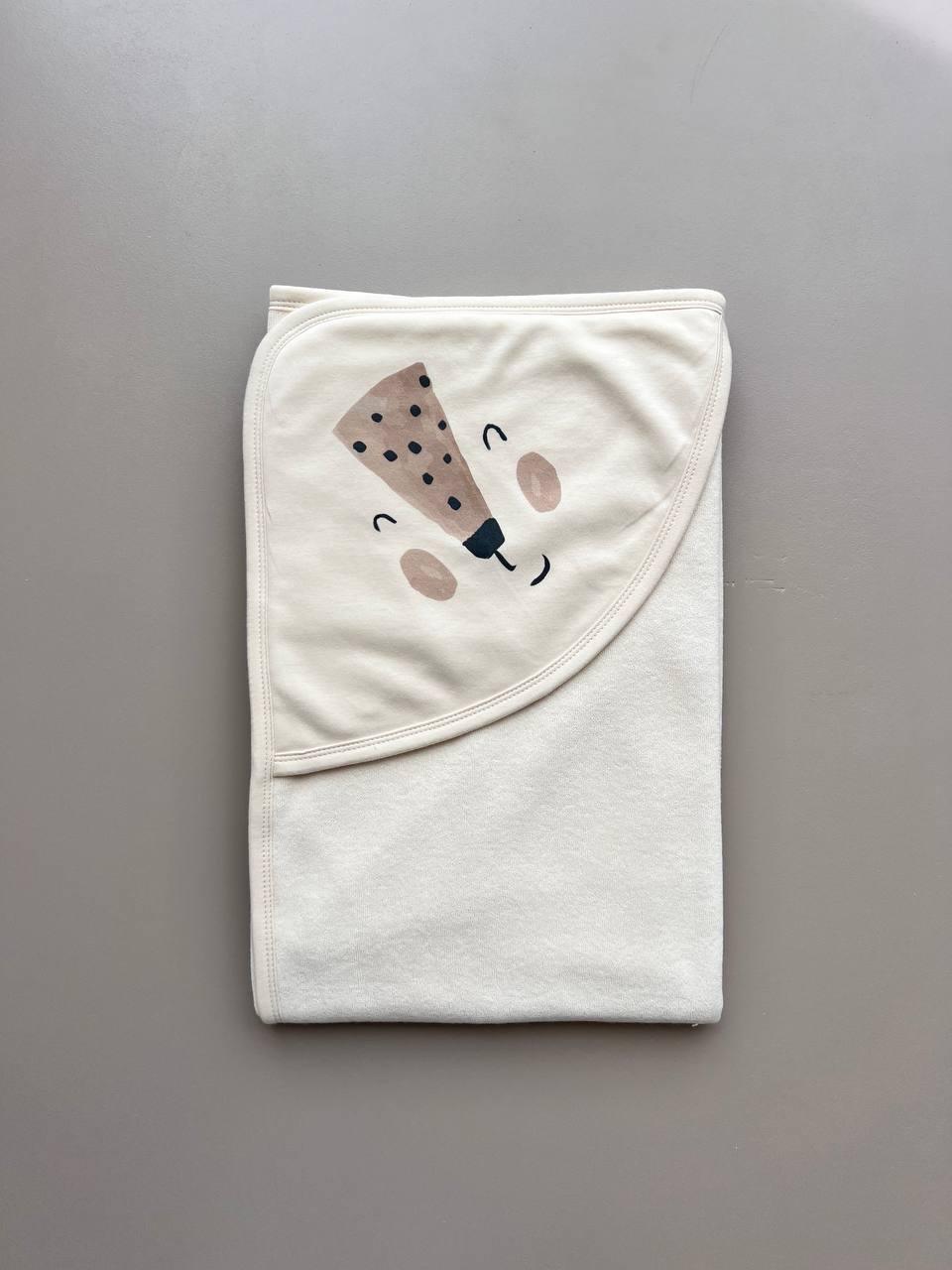 Beige Organic Cotton Hooded Bath Towel - La Farandole Paris