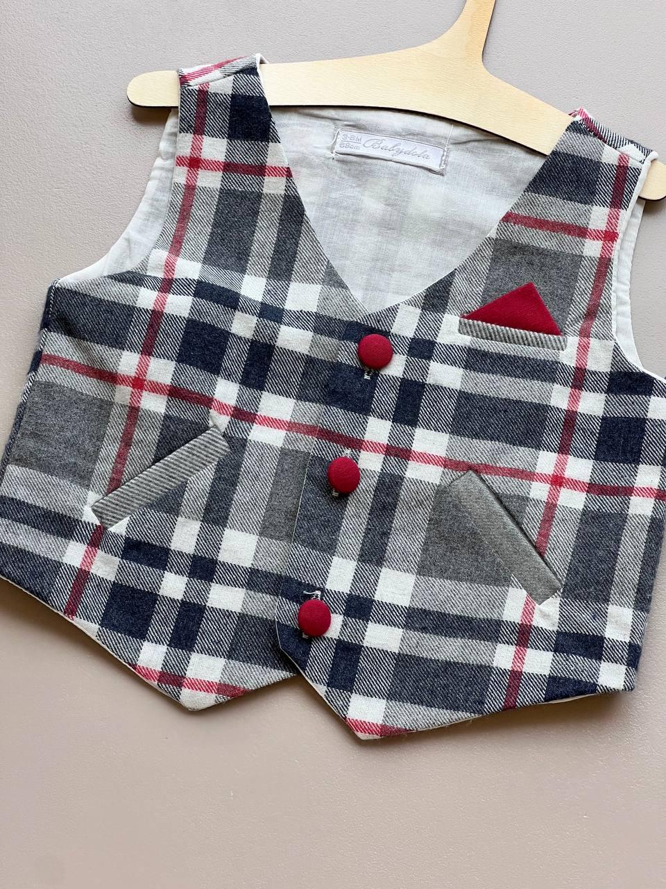 Red And Navy Blue Vest - La Farandole Paris