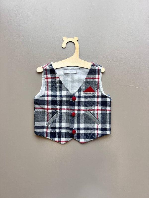 Red And Navy Blue Vest - La Farandole Paris