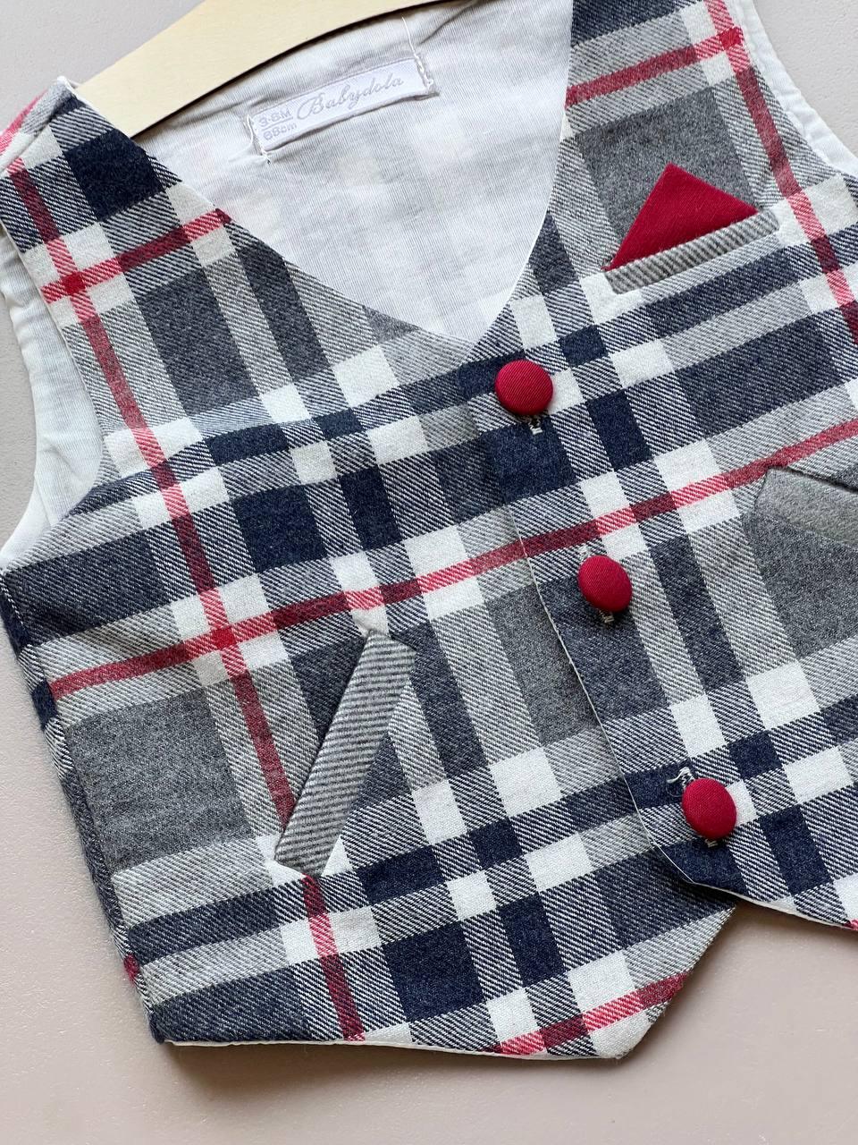 Red And Navy Blue Vest - La Farandole Paris