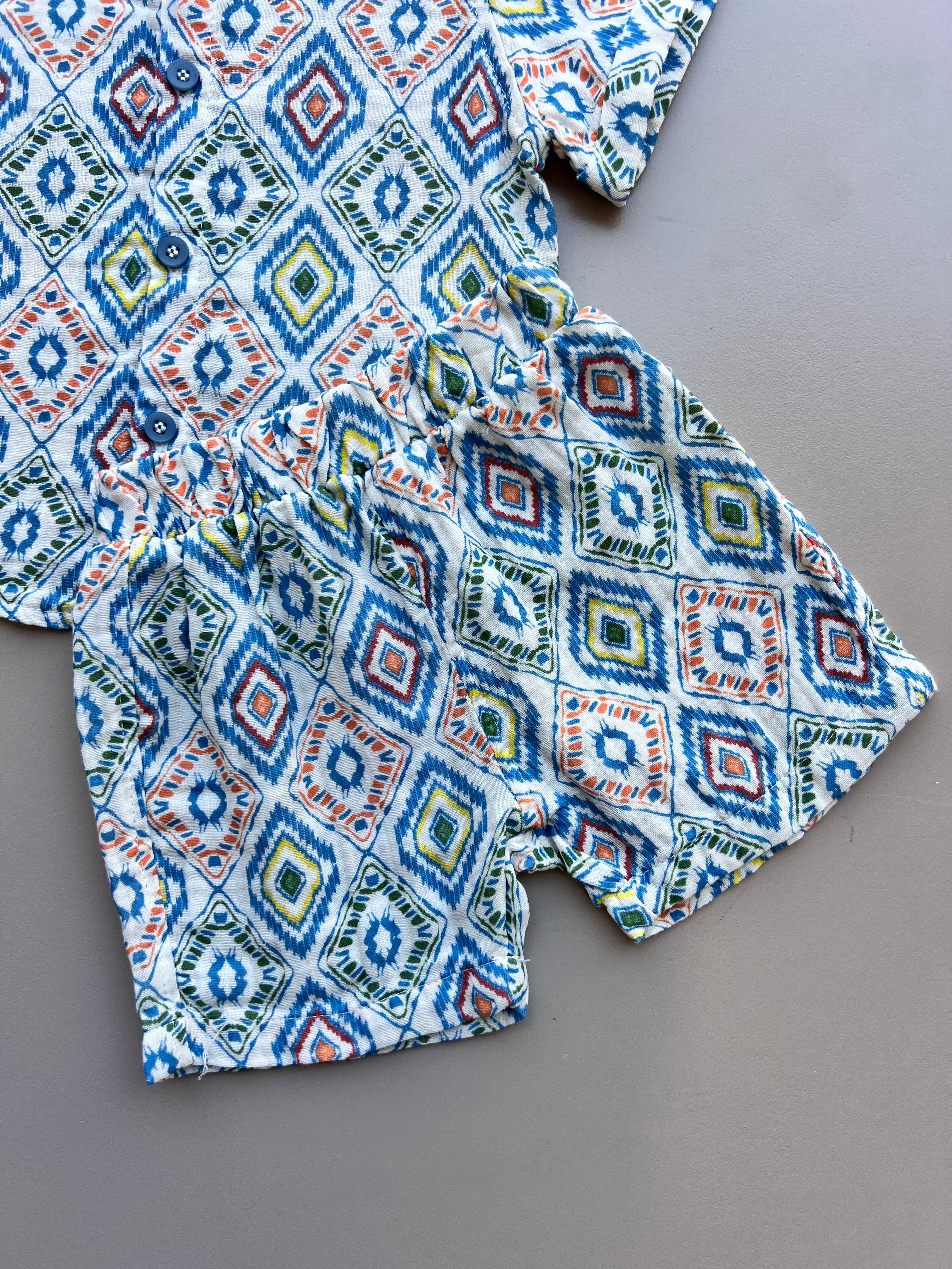 Blue & White GOTS™ Certified Organic Cotton Summer 2 Pcs Set
