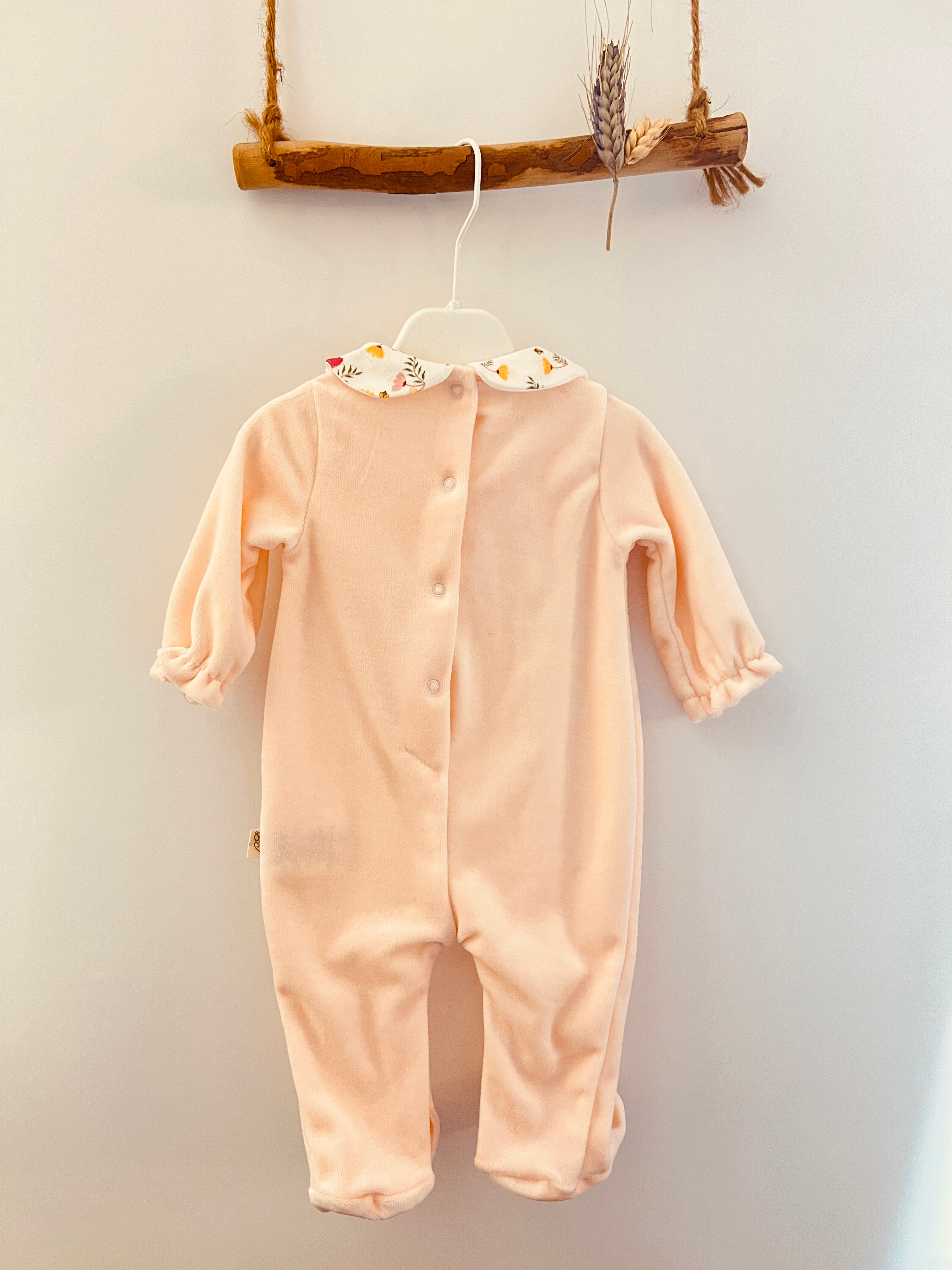 Flower Velvet Footed Overall