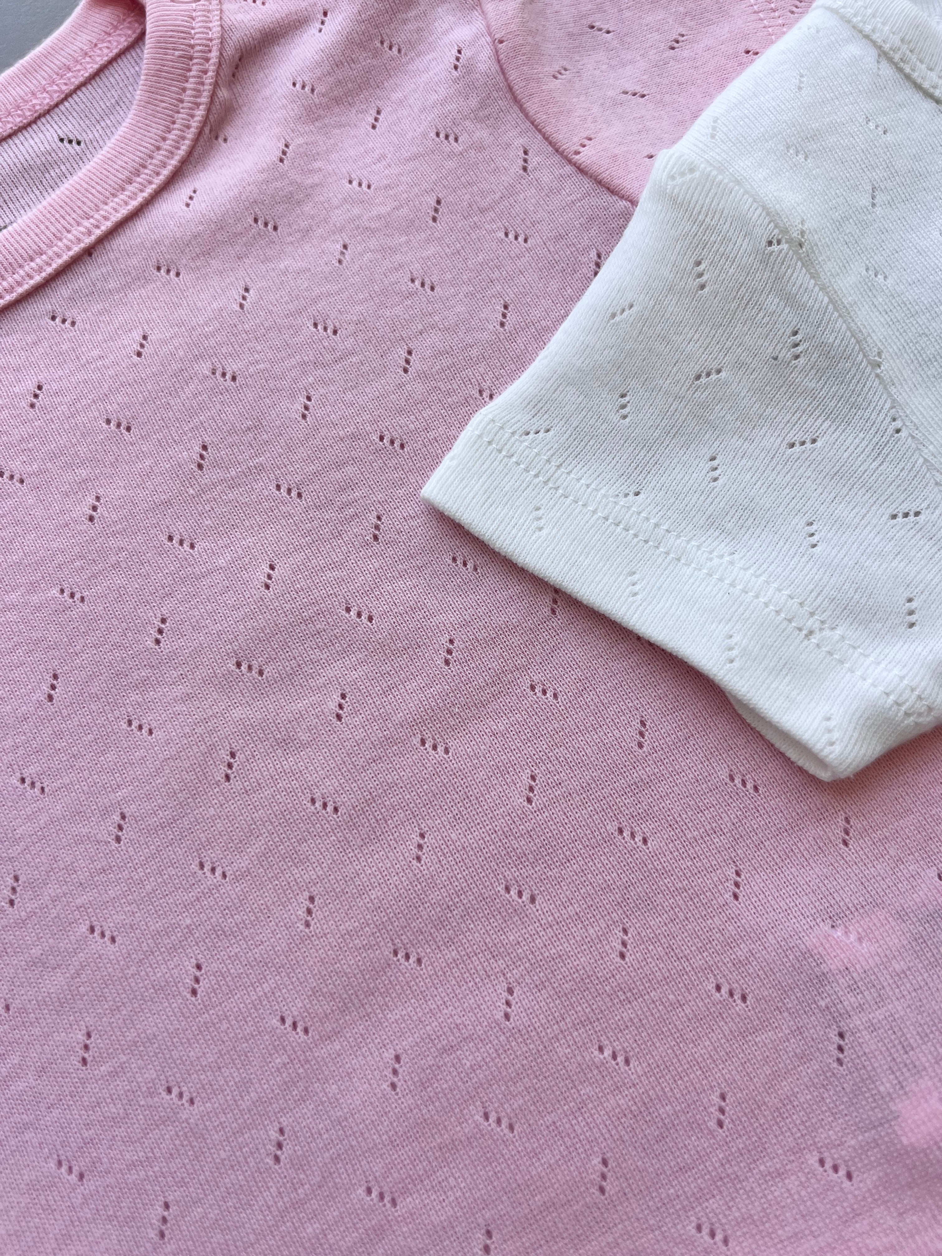 Pink And White Organic Cotton Bodies pack Of 2 Pieces short sleeves