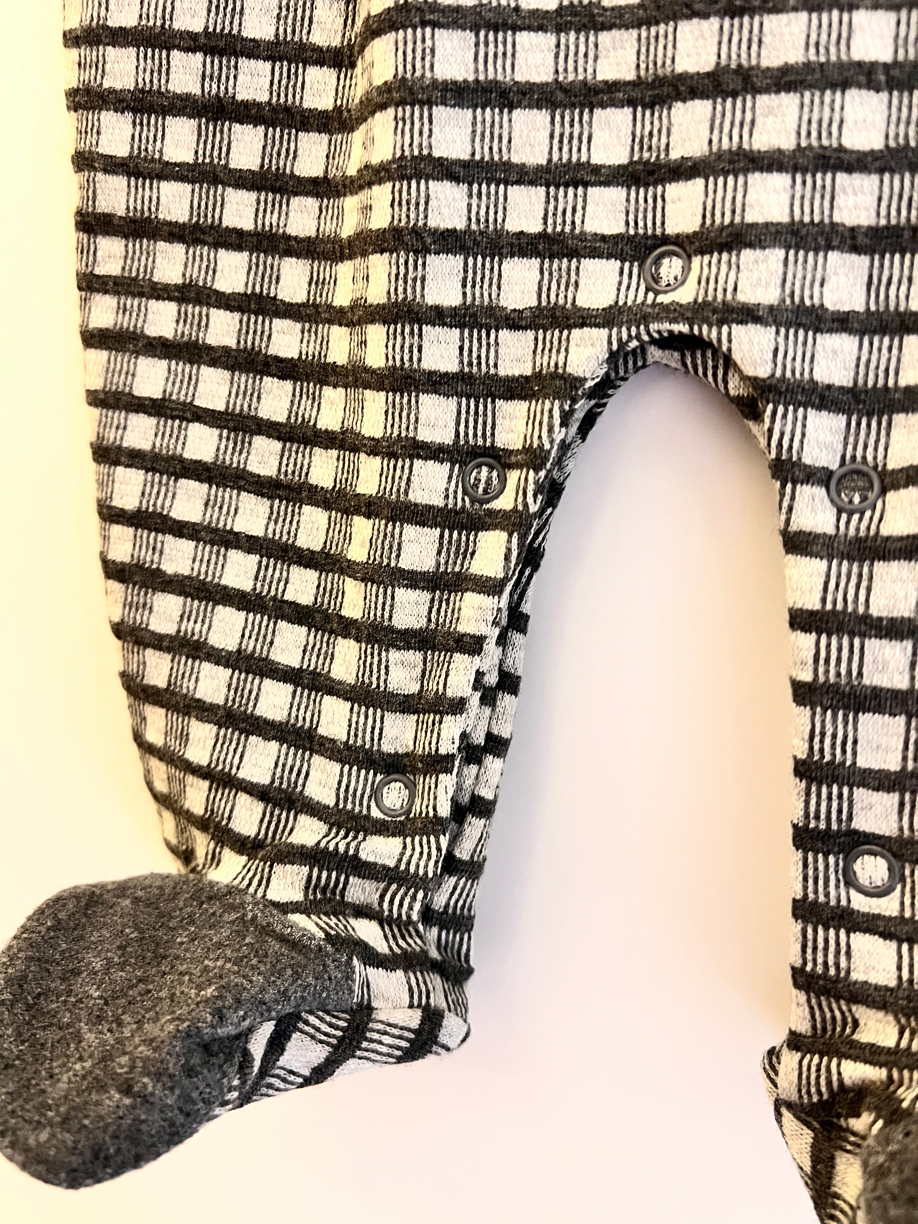 Gray & White Polo Velvet Footed Overall