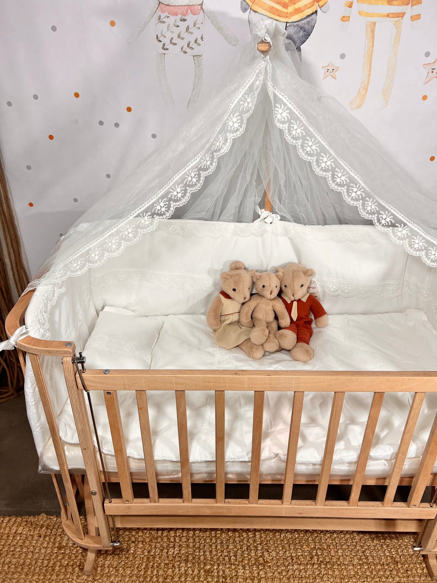 3 in 1 Lapino Natural Wood Crib