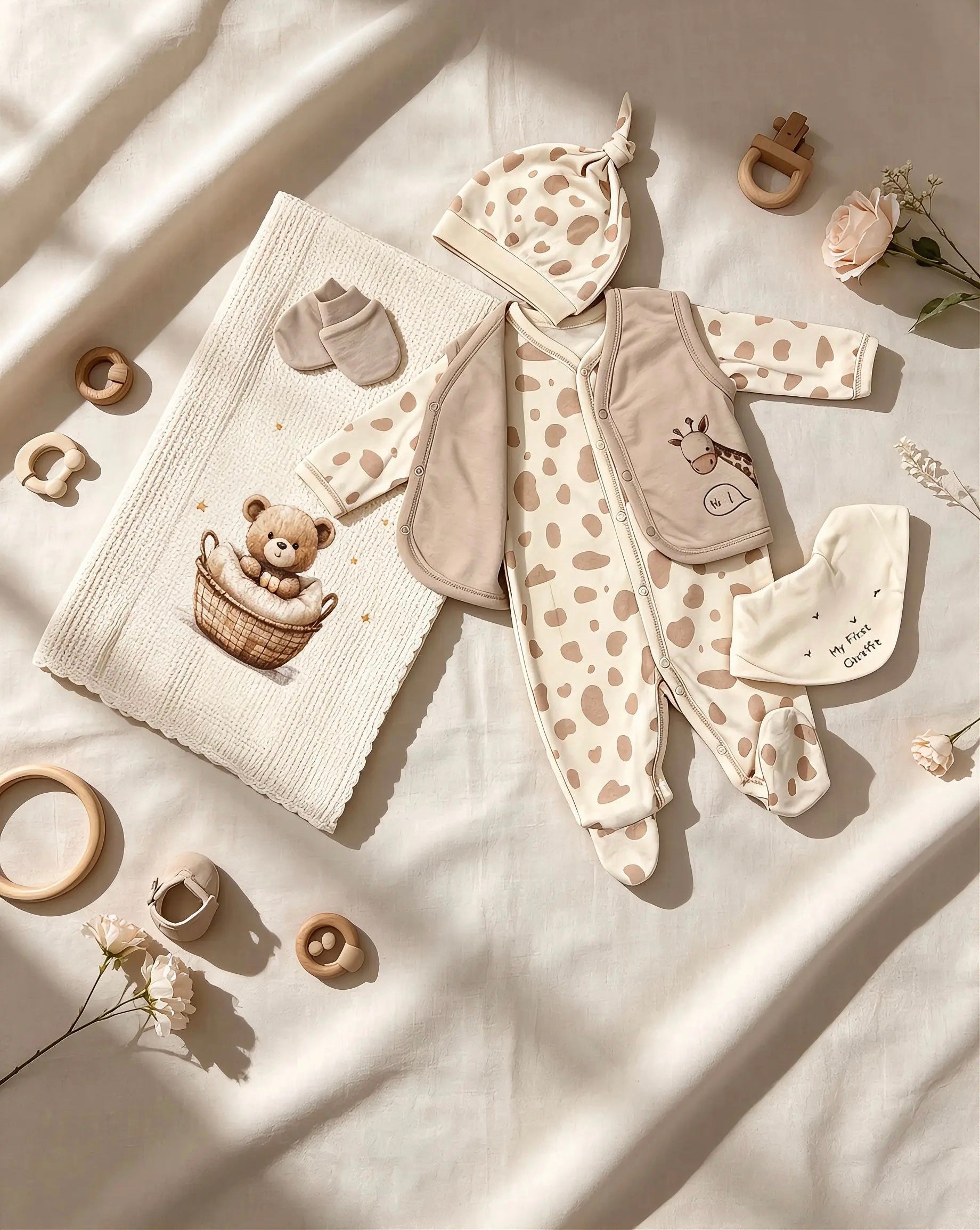 Giraffe GOTS™ Certified Organic Cotton Footed Overall 4 Pcs Set