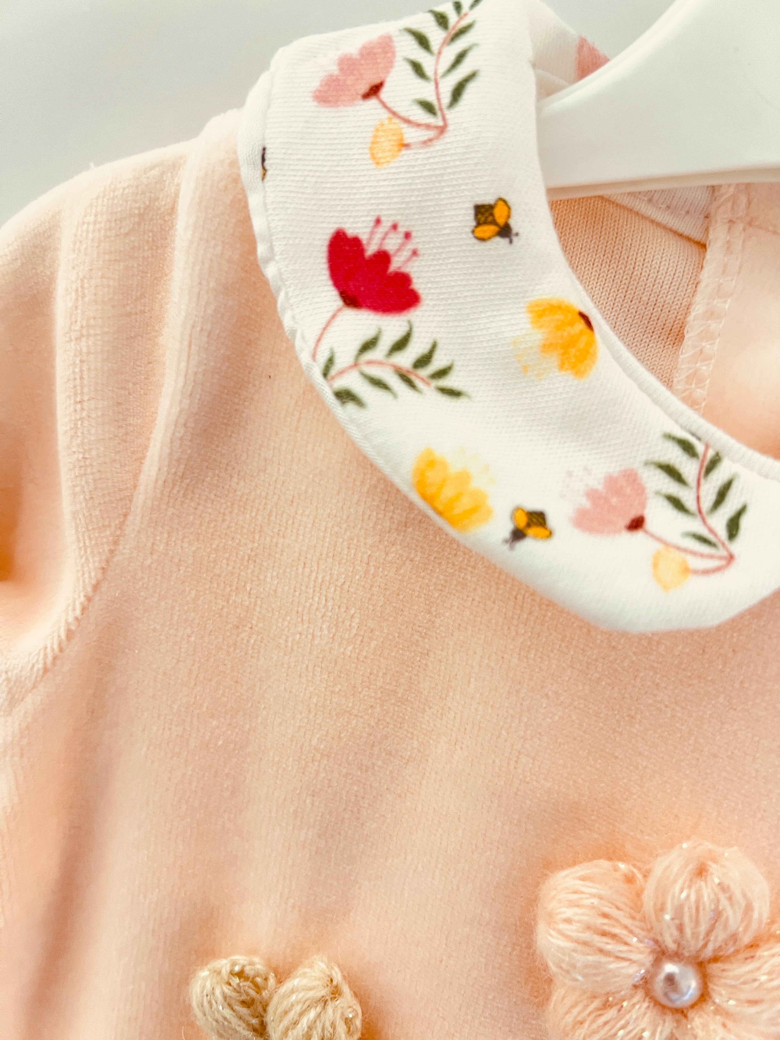 Flower Velvet Footed Overall