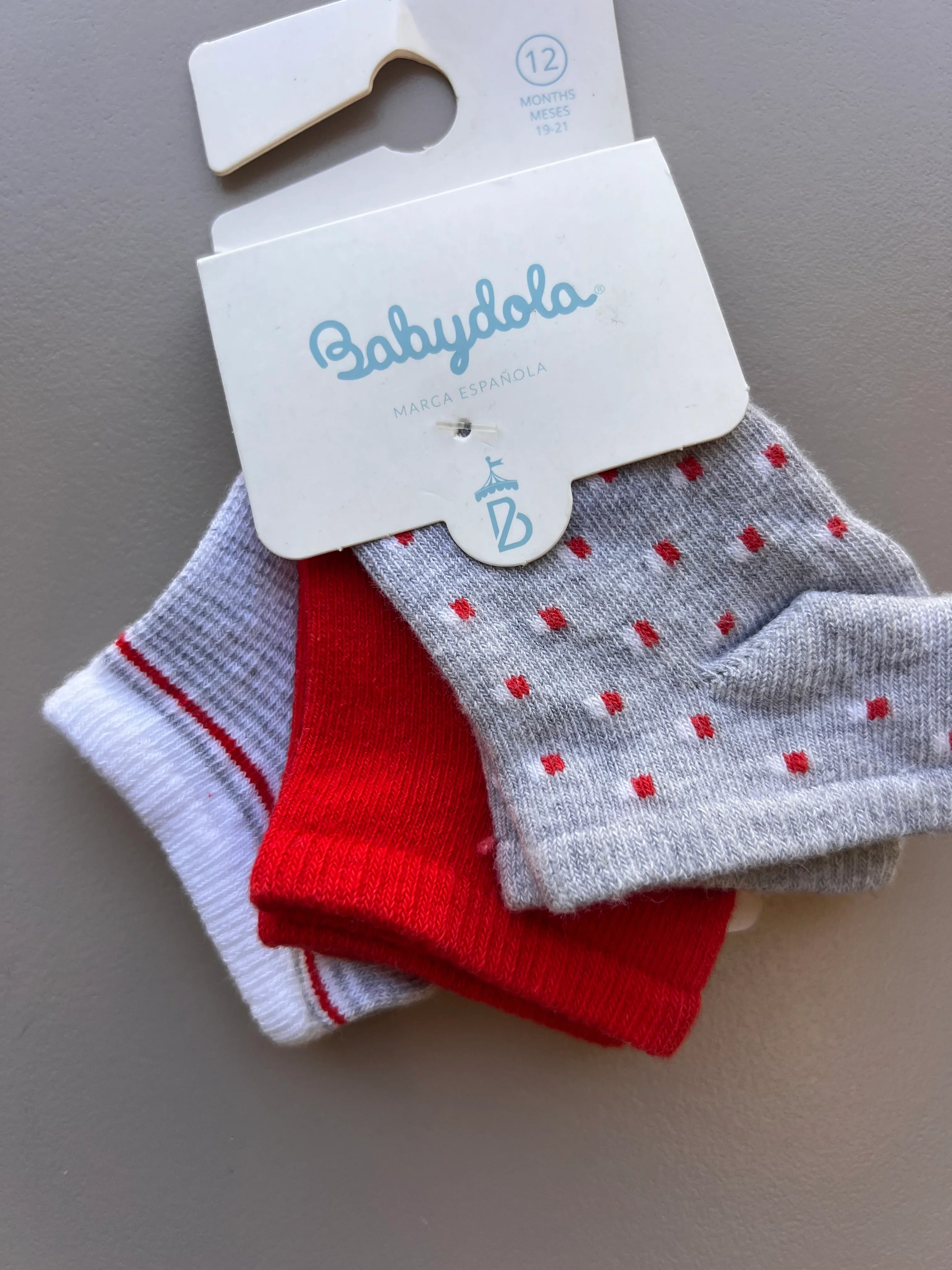 Red & Gray Socks 3pcs Pack