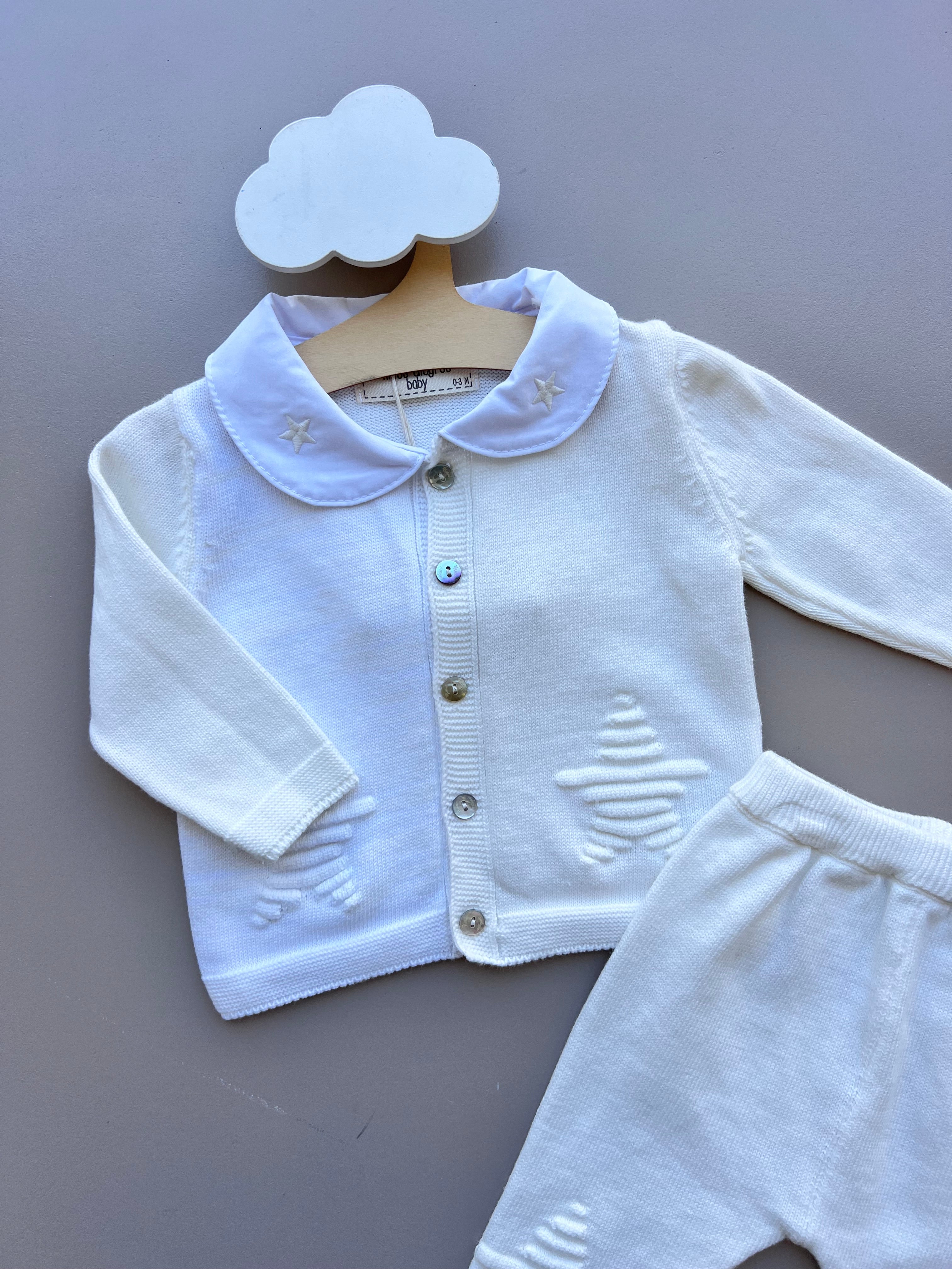 Thick Cotton Star Collar Top and Pants 2Pcs Set