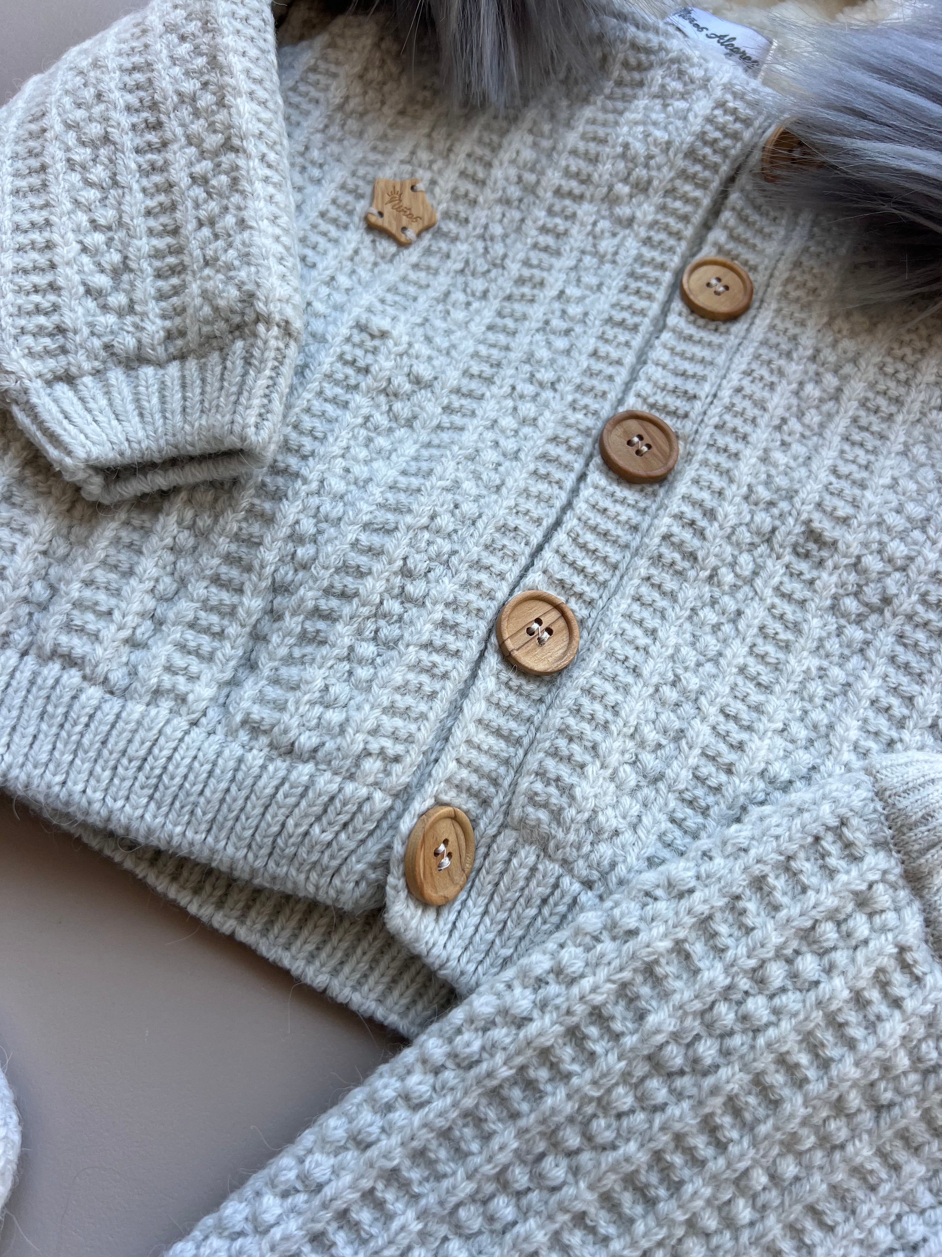 Thick Wool Fur Inside Top, Pants and Mittens 3 Pcs