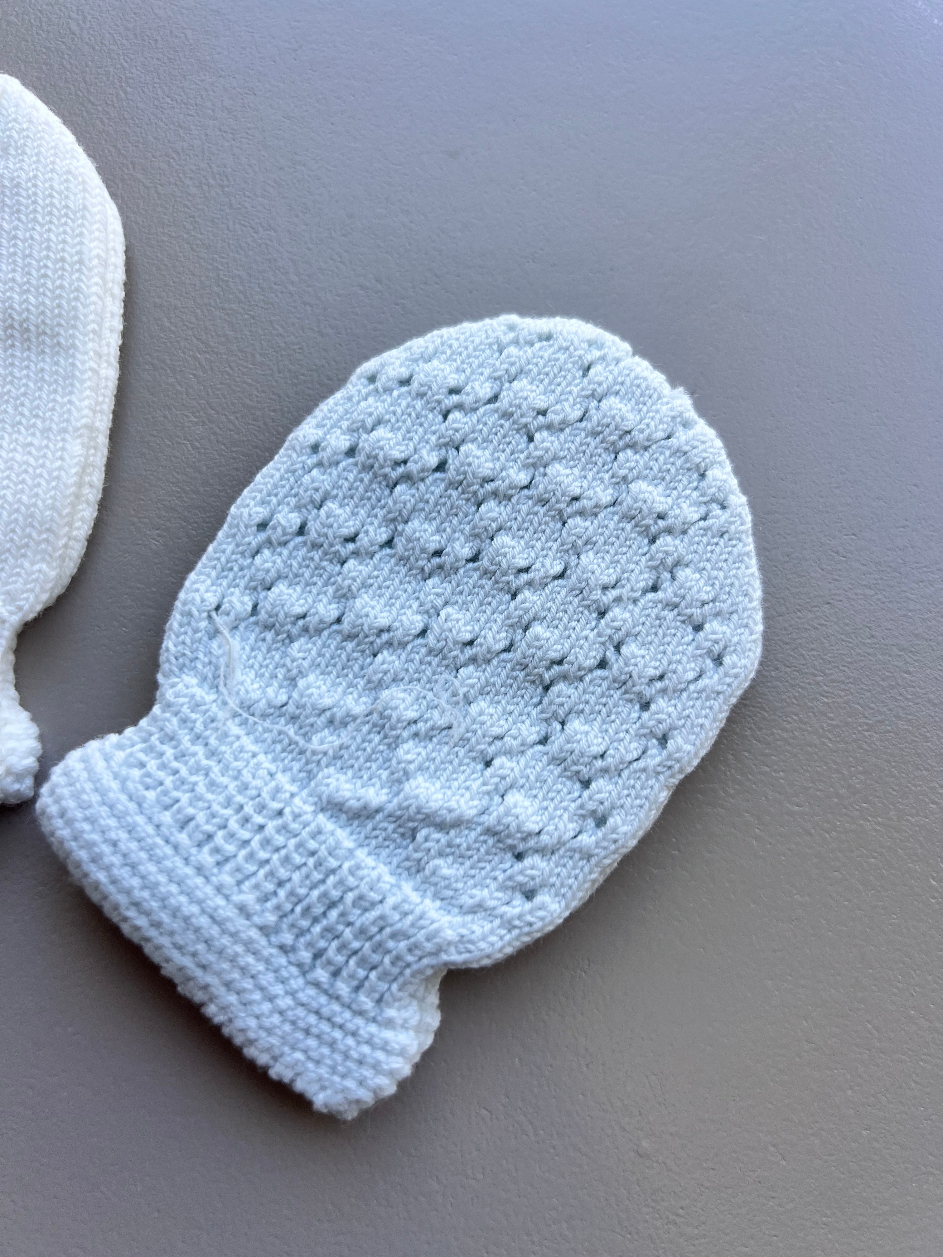 Light Blue & White Mitten Pack of 2 Pairs