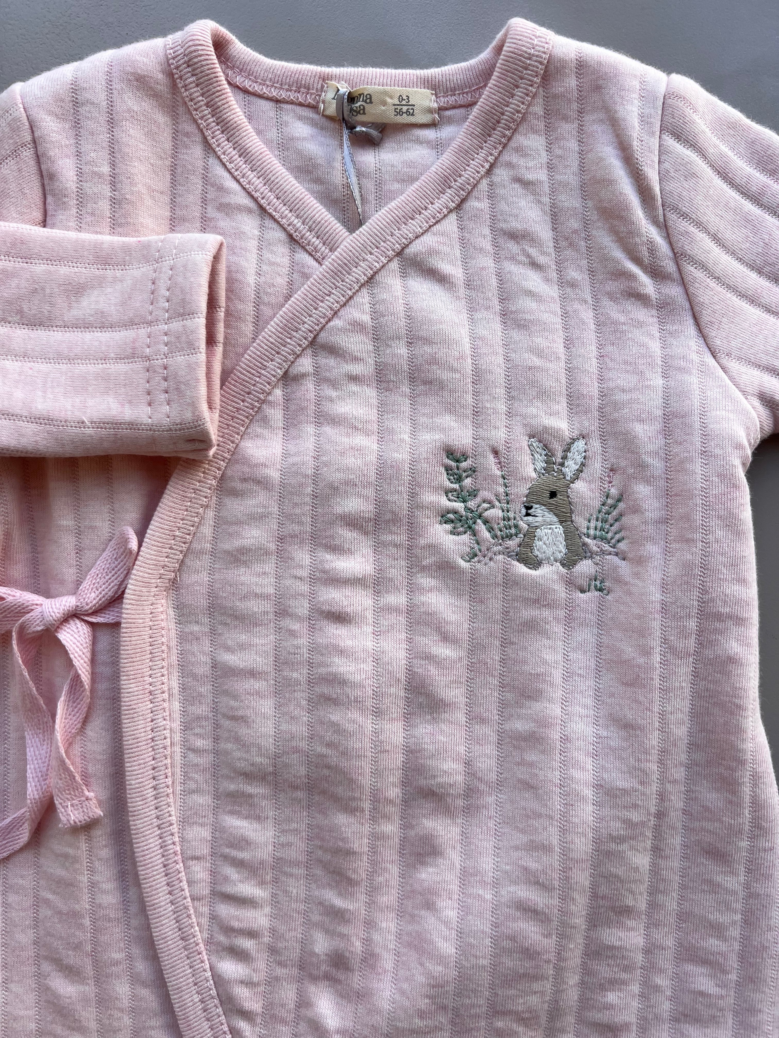 Cotton Long Sleeves Overall With Wooden Ring Teether
