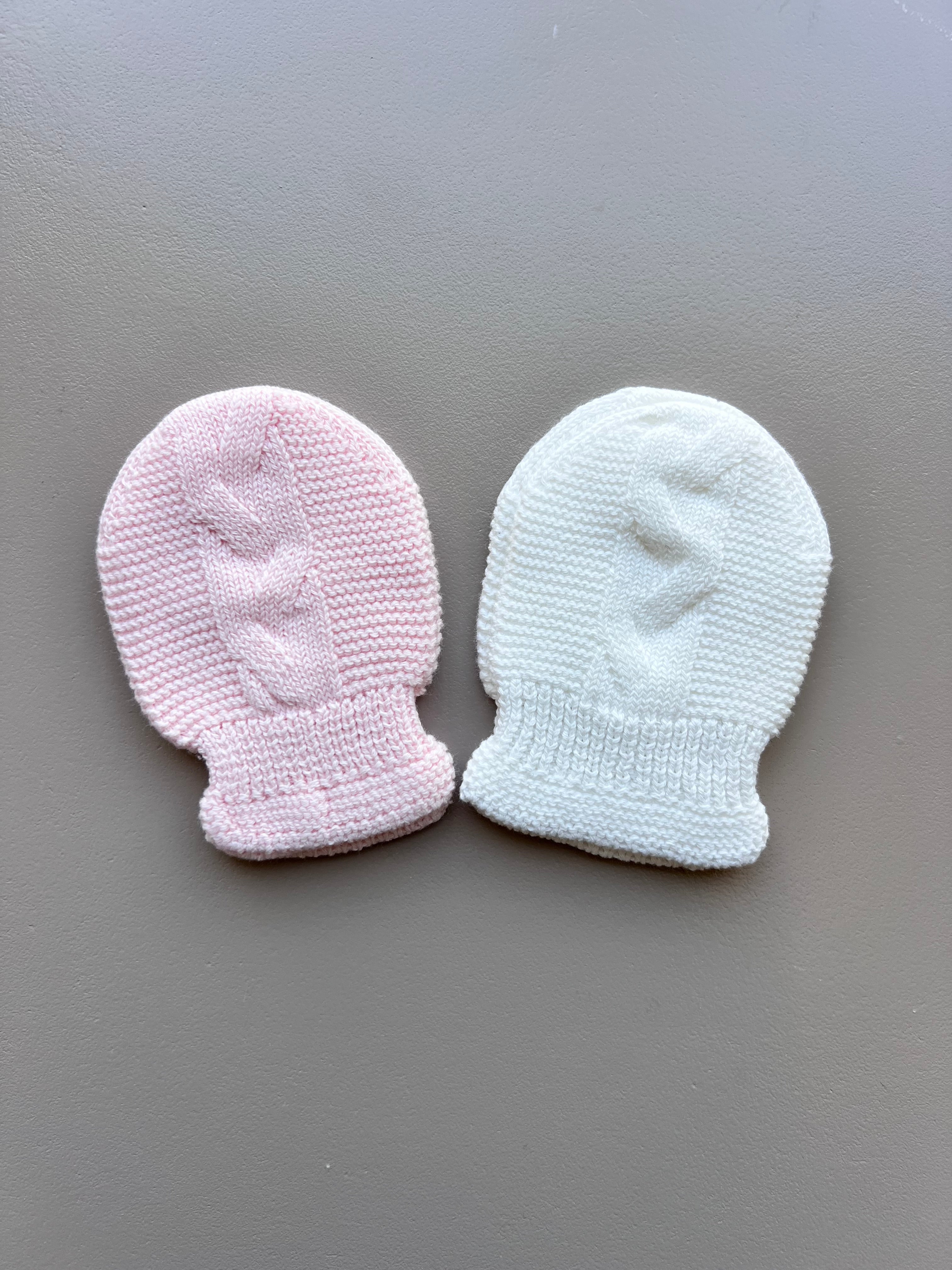 Light Pink & Off White Mitten Pack of 2 Pairs