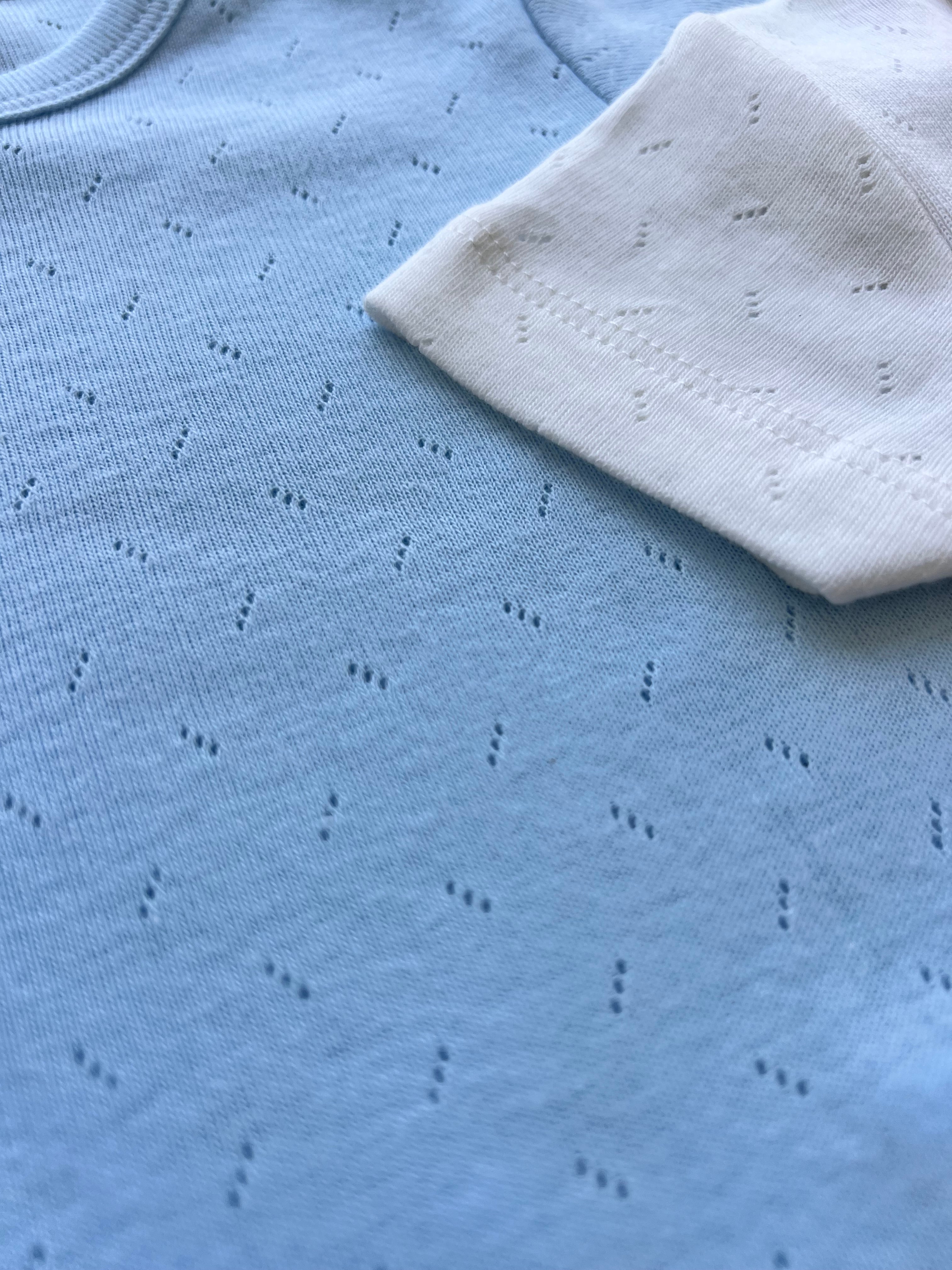 Blue And White Organic Cotton Boy Short Sleeves Pack Of 2 Pieces