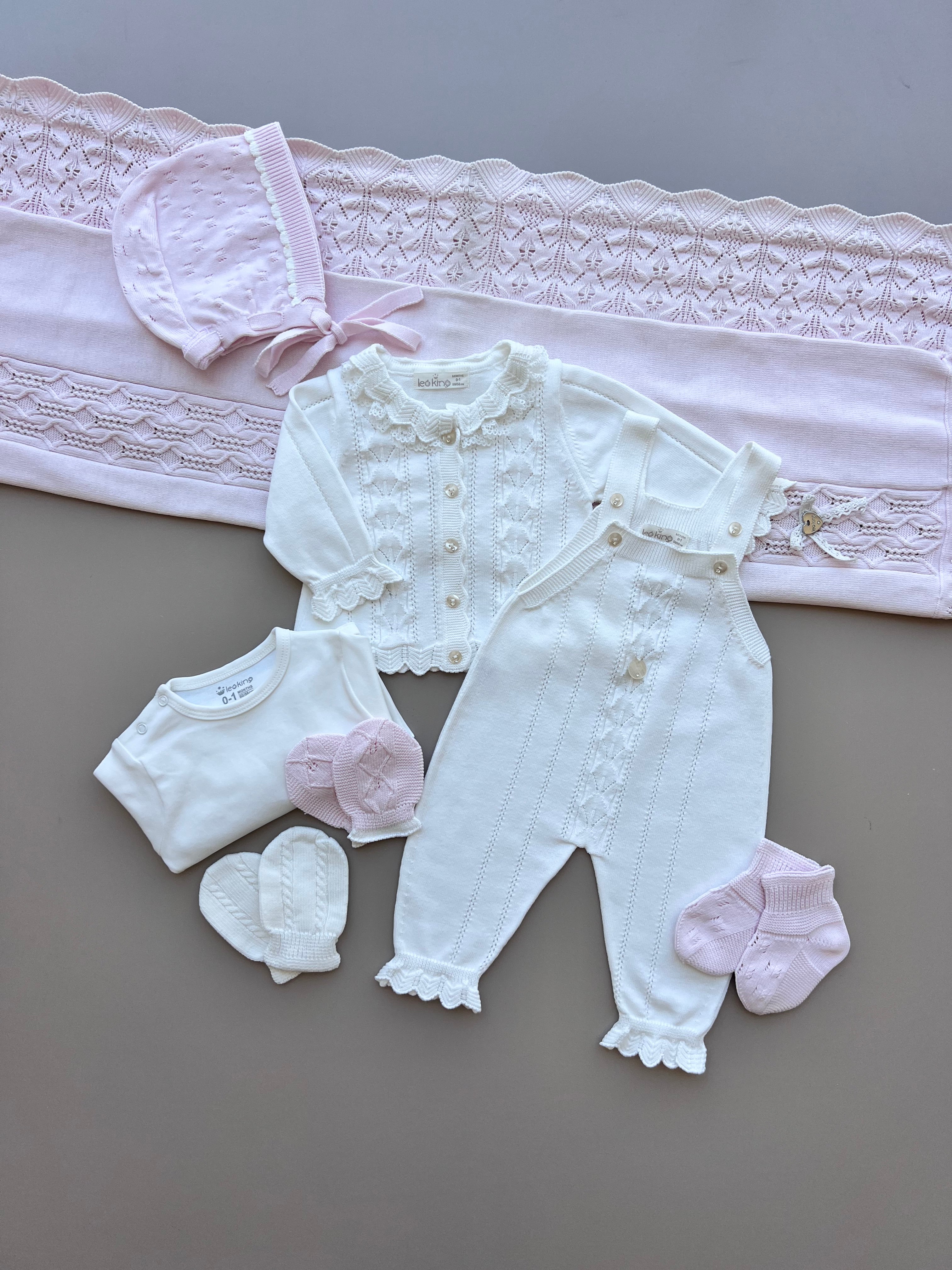 Off-White & Pink Organic Cotton Hospital Set 8 pcs