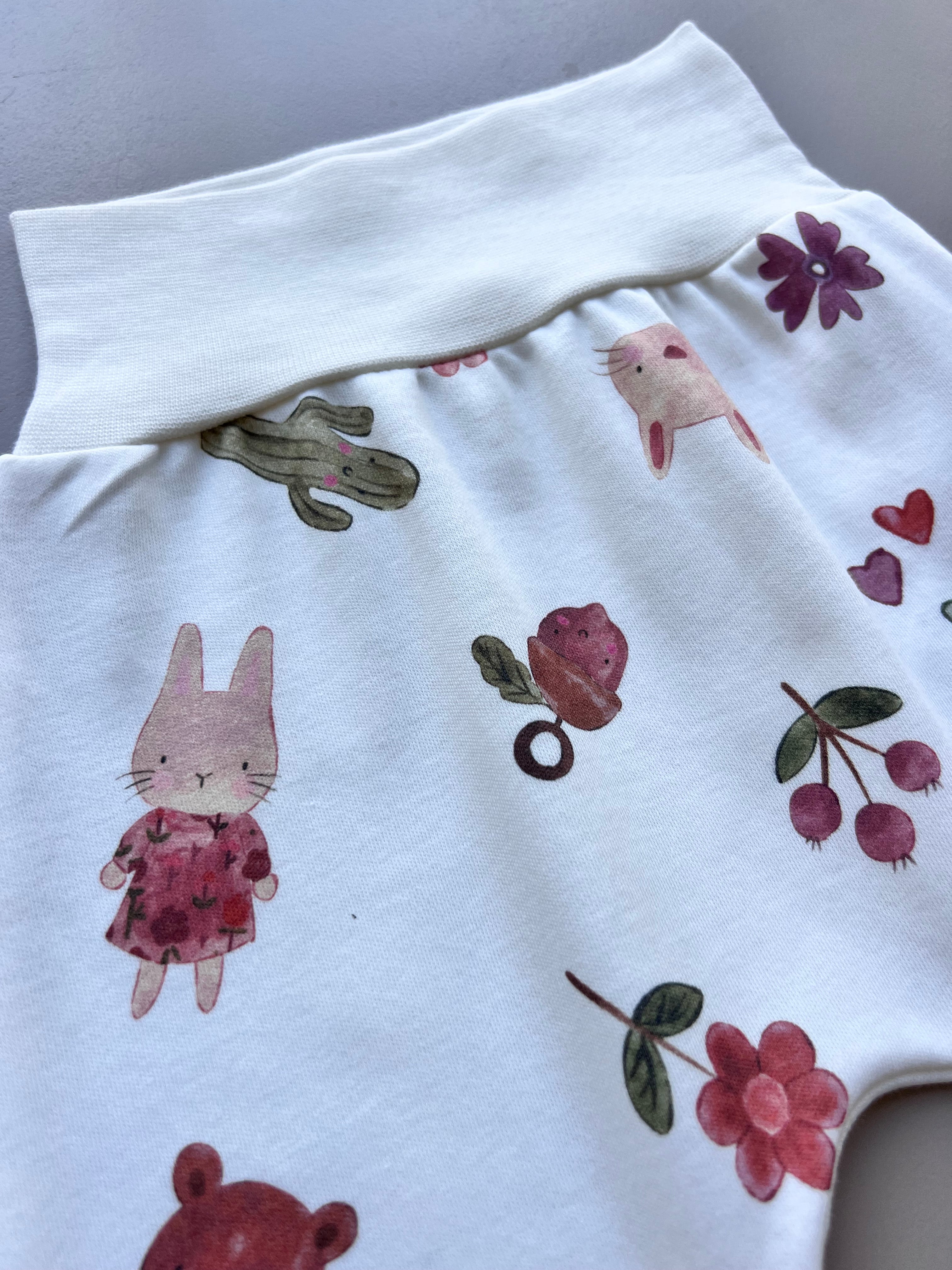 Pink & Purple GOTS™ Certified Organic Cotton Bunny Footed Pants 3 Pcs Set