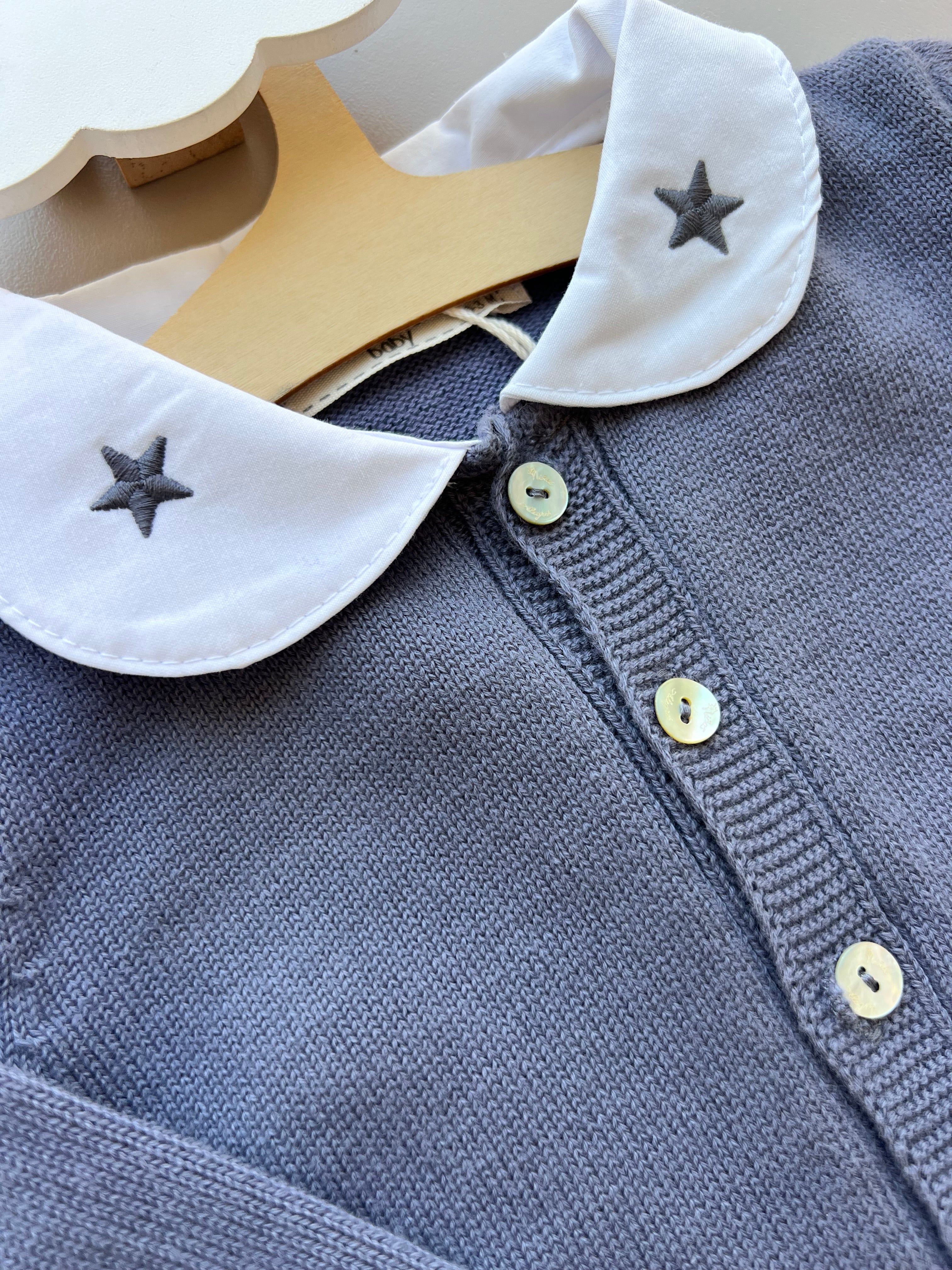 Thick Cotton Star Collar Top and Pants 2Pcs Set