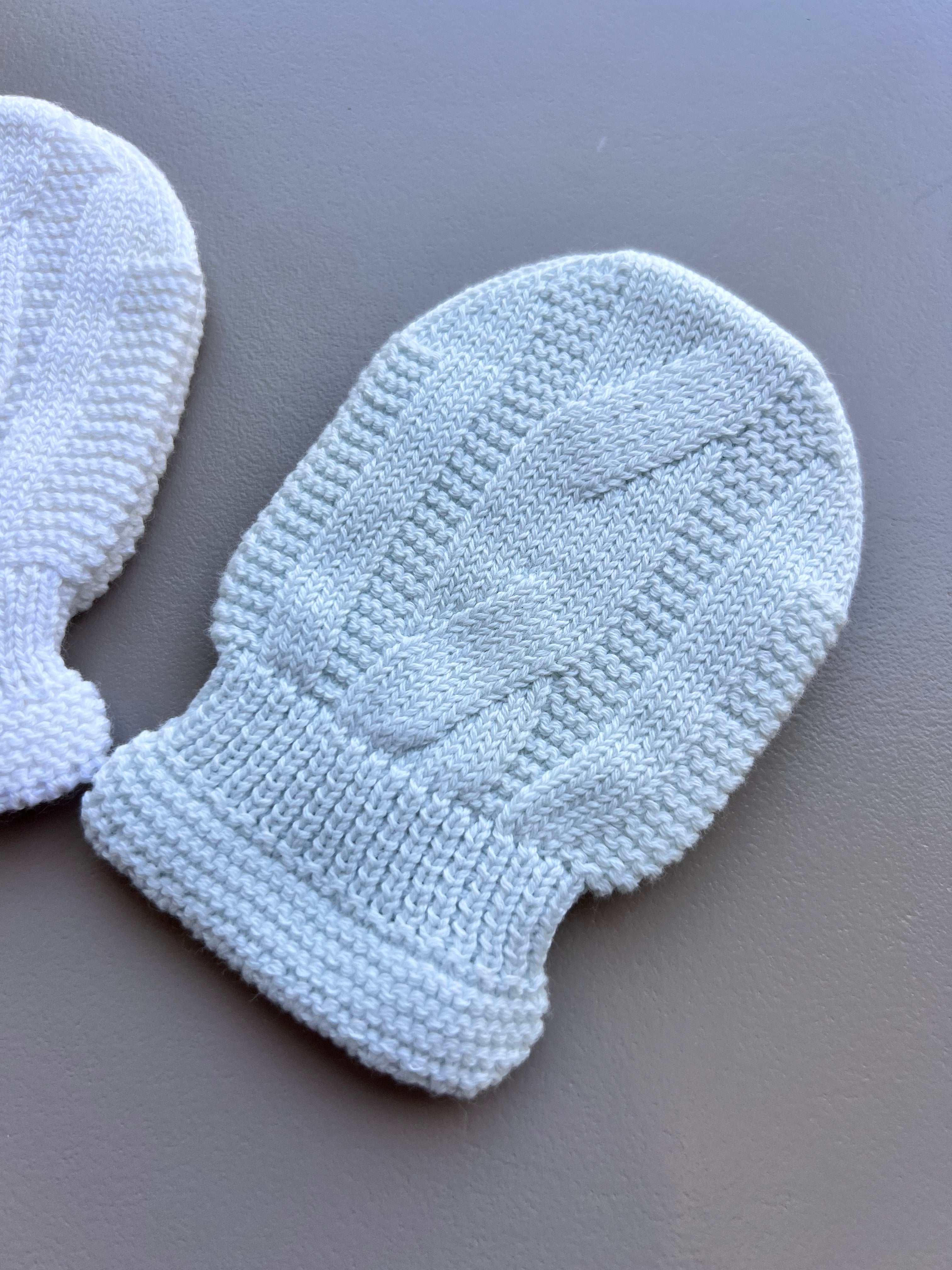 Light Blue & White Mitten Pack of 2 Pairs