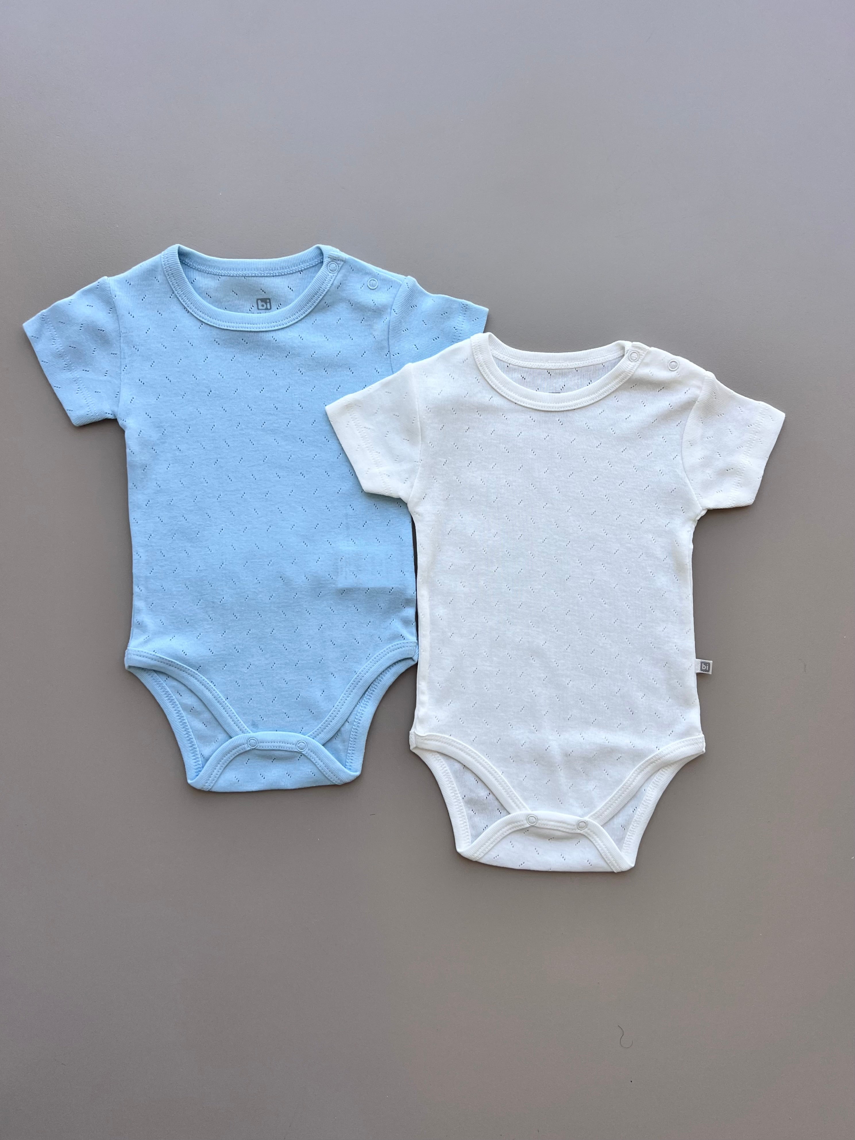 Blue And White Organic Cotton Boy Short Sleeves Pack Of 2 Pieces