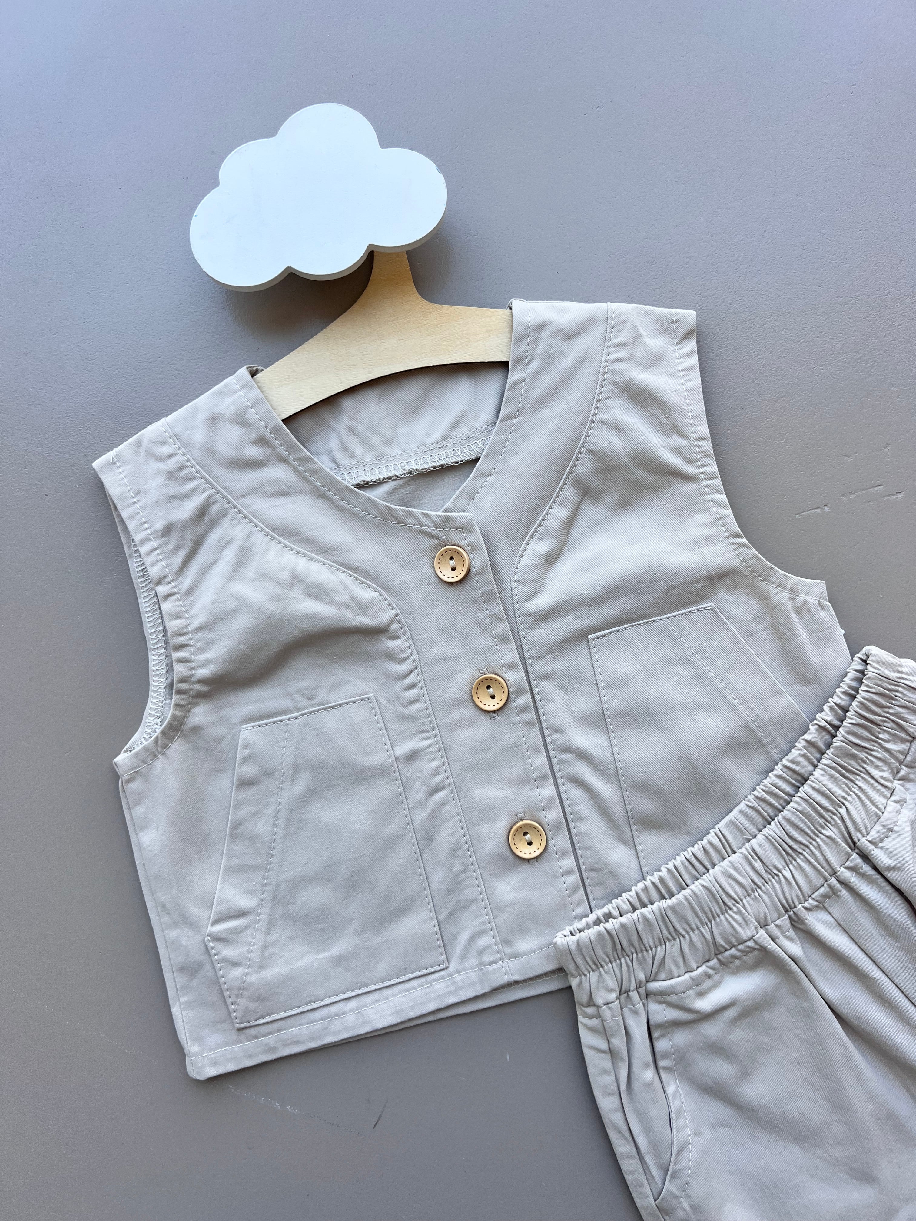 Greige Summer 2Pcs Jeans Set