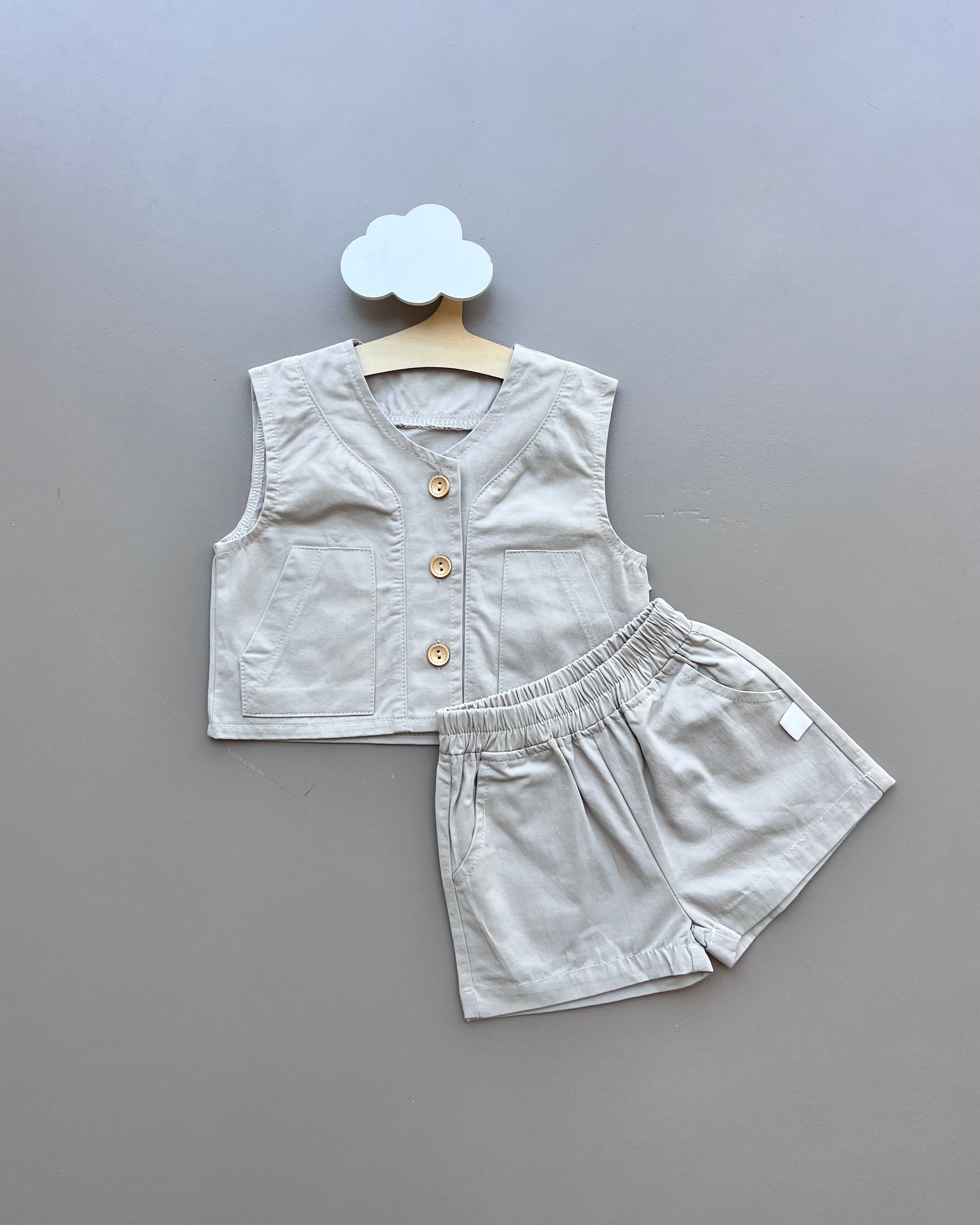 Greige Summer 2Pcs Jeans Set