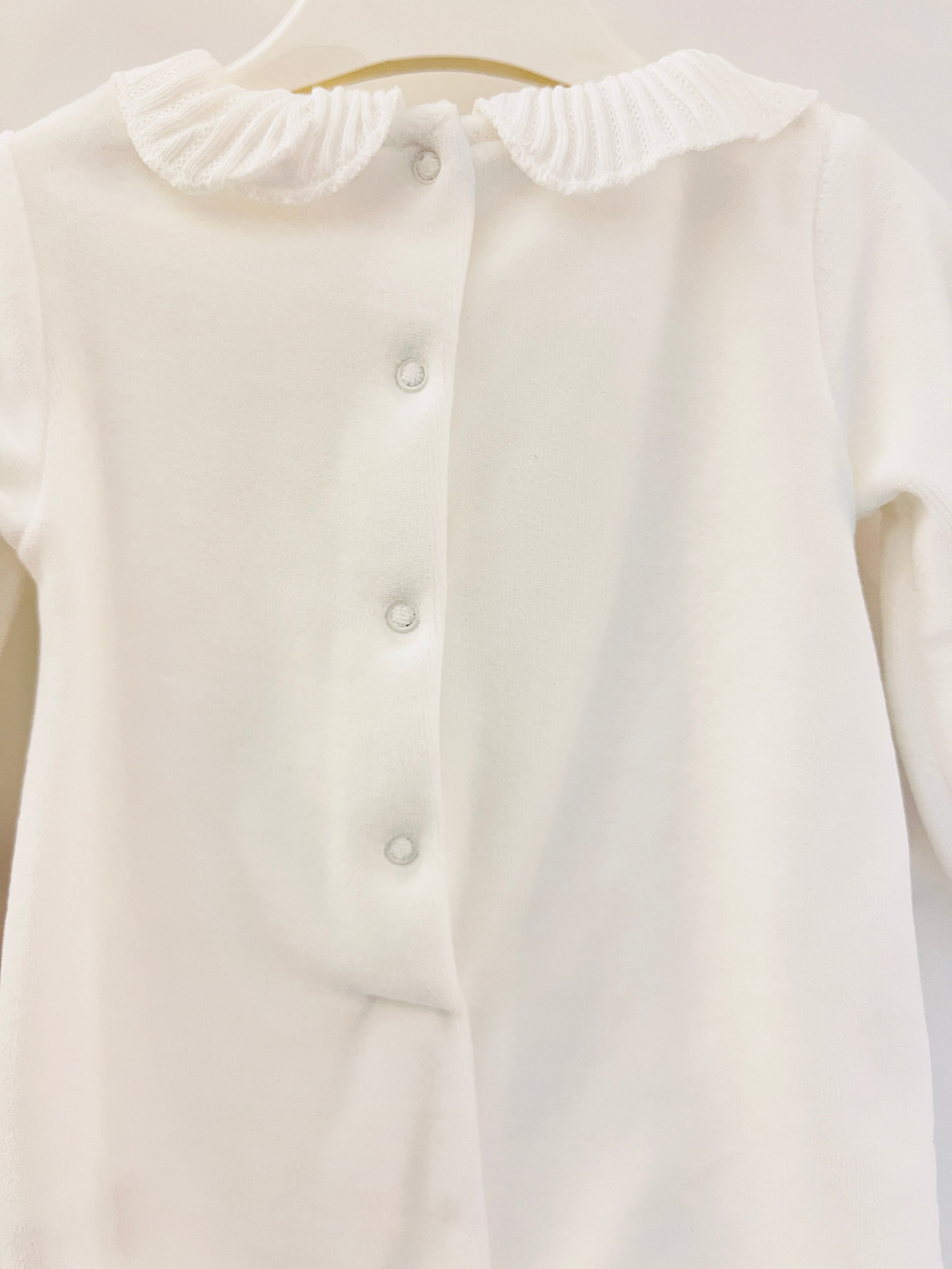 White Heart Velvet Footed Overall With Hat