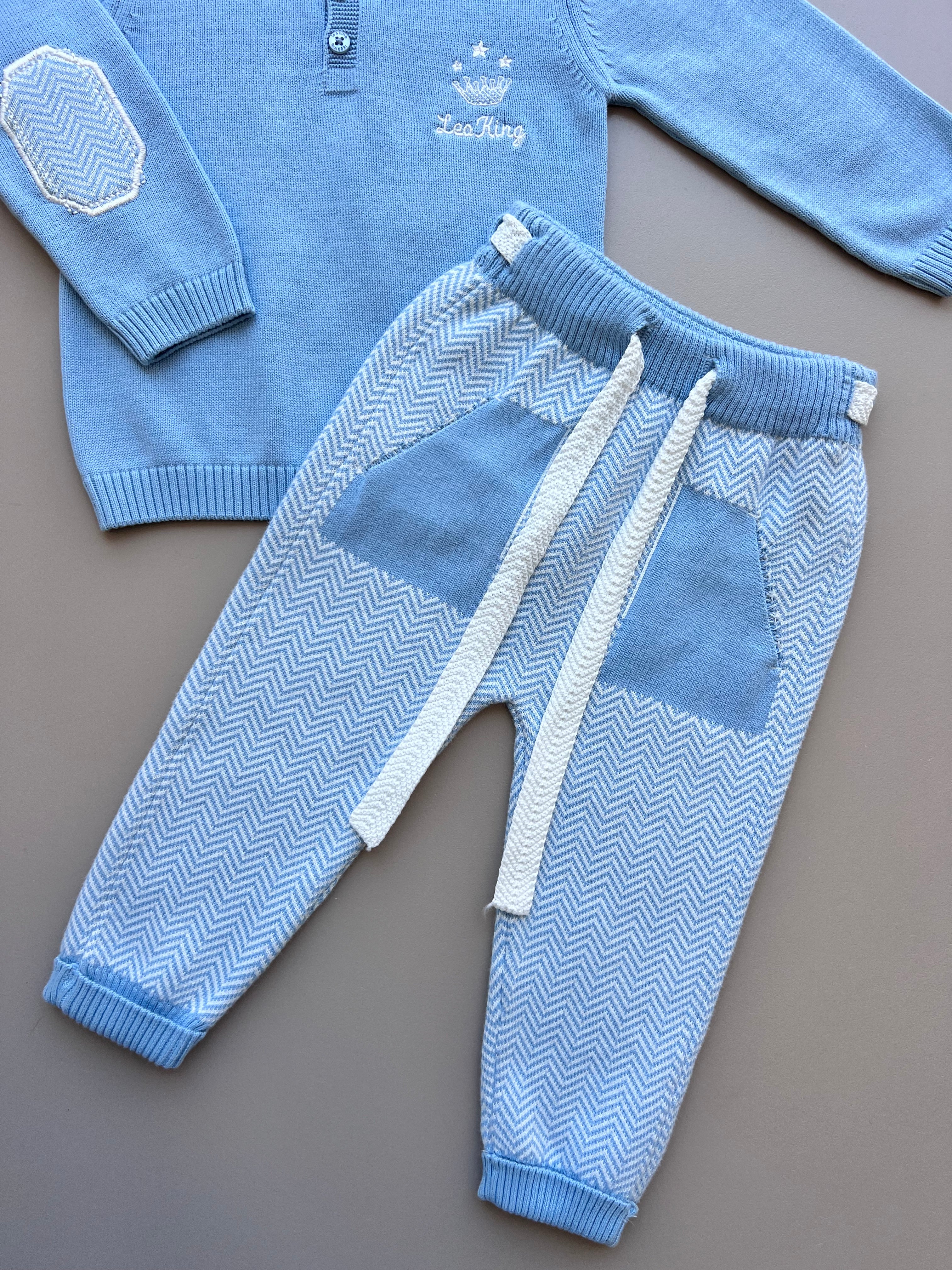 Baby Blue Organic Cotton Polo Set 2 Pieces