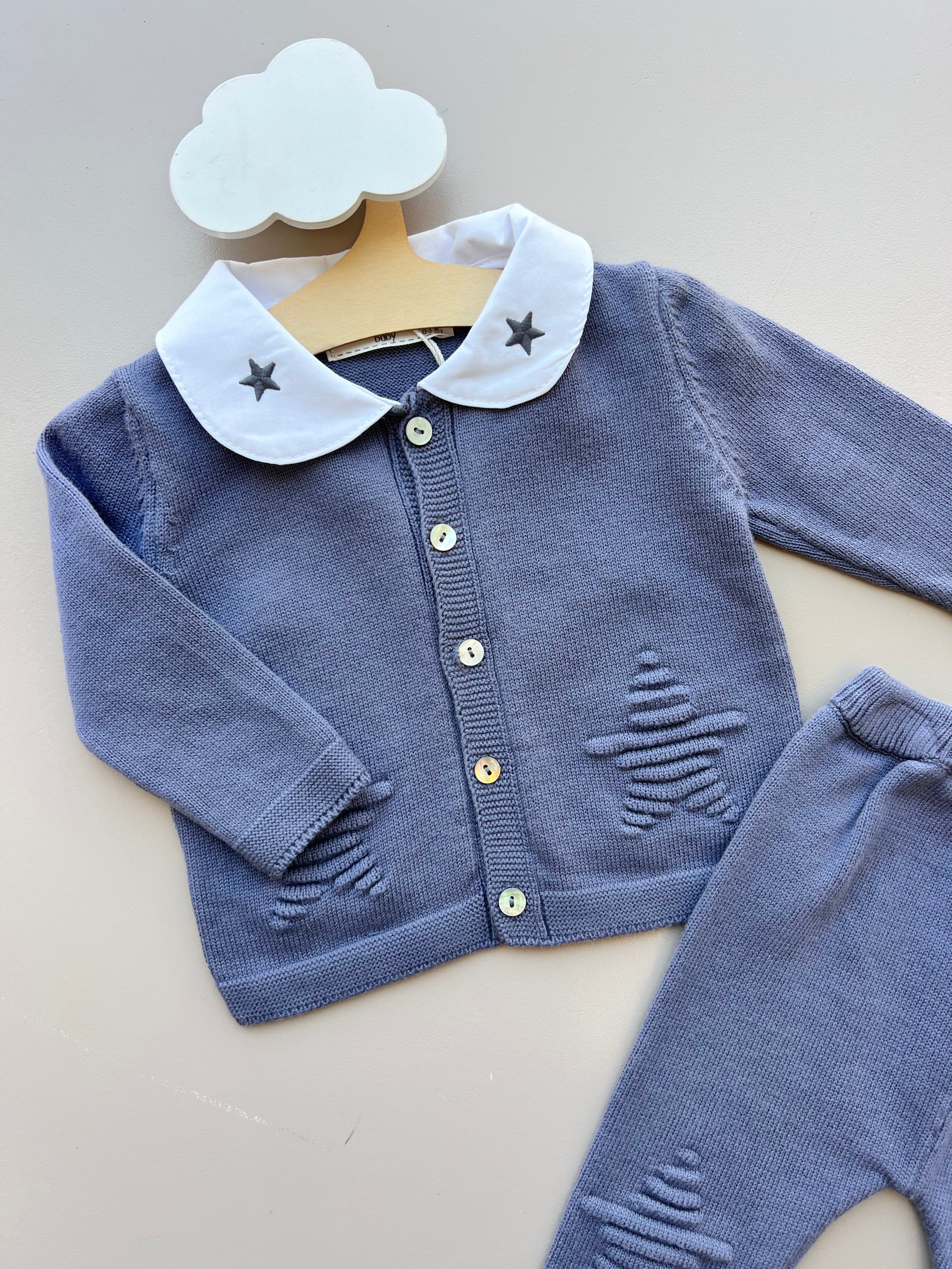Thick Cotton Star Collar Top and Pants 2Pcs Set