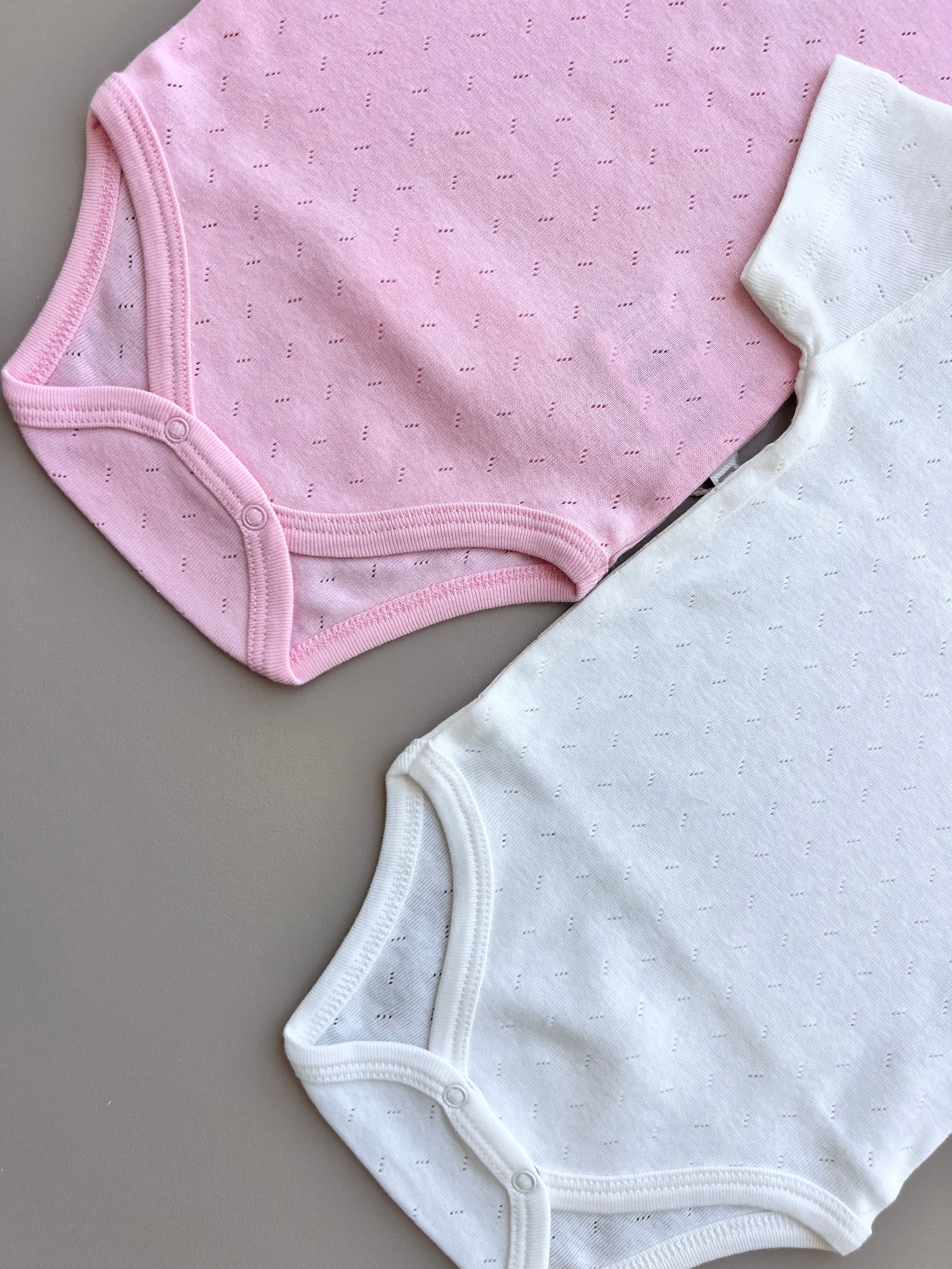 Pink And White Organic Cotton Bodies pack Of 2 Pieces short sleeves