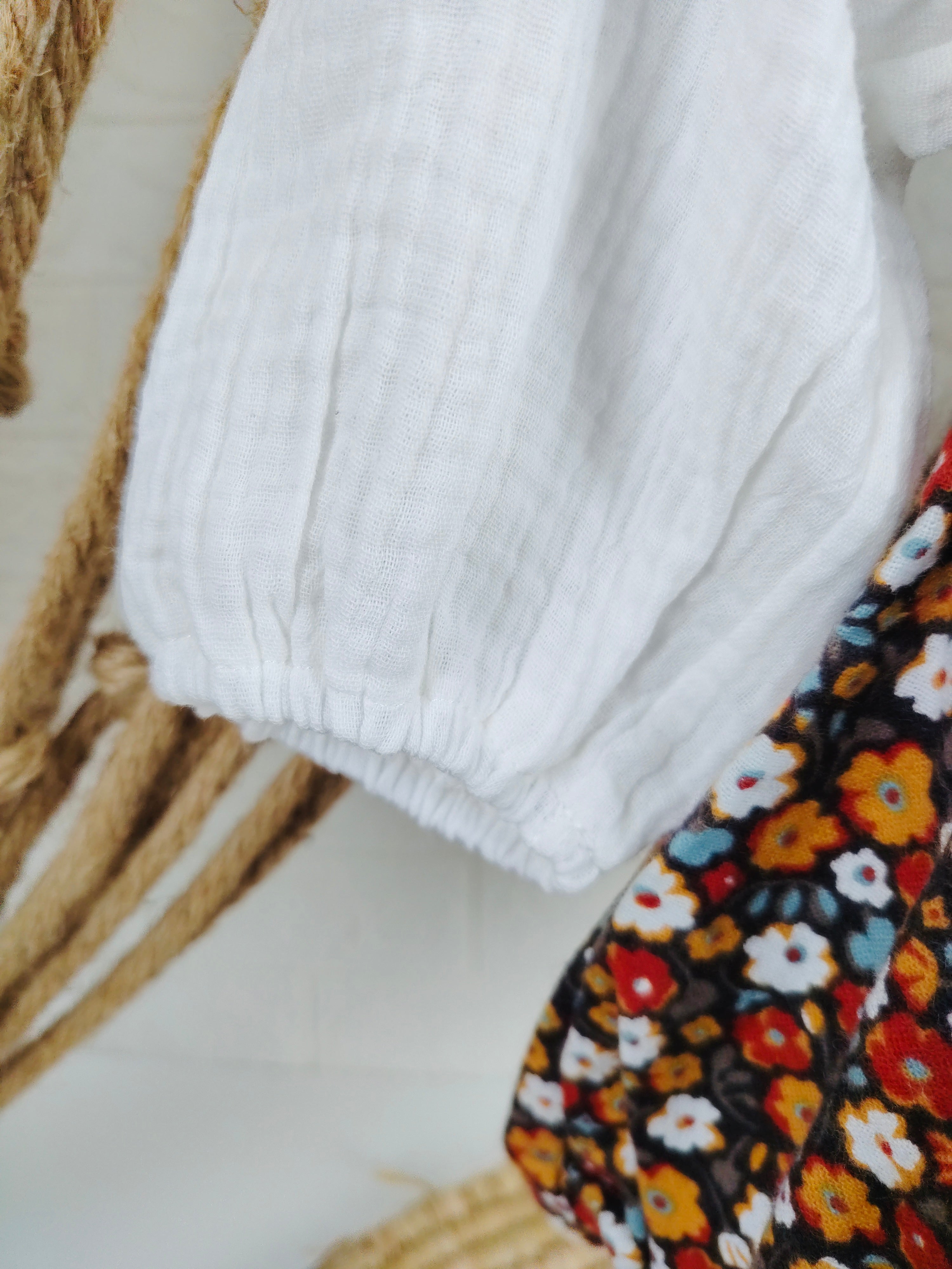 White & Red Salopette 2 Pcs Set