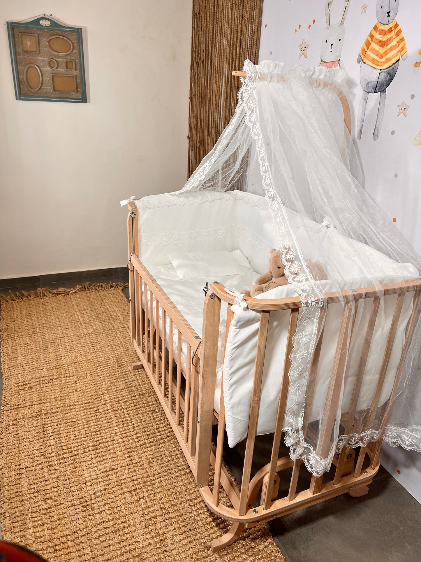 3 in 1 Lapino Natural Wood Crib