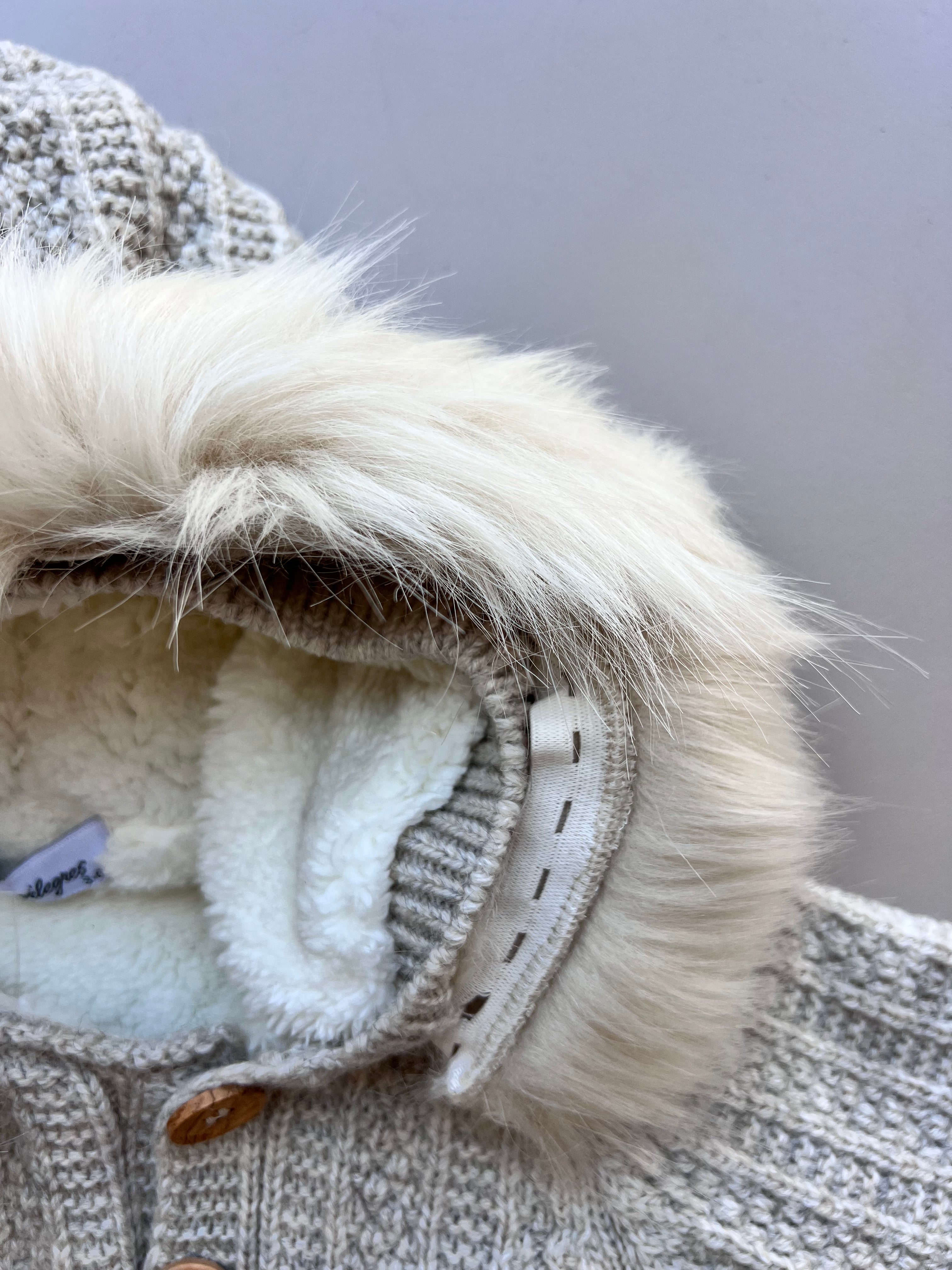 Thick Wool Fur Inside Top, Pants and Mittens 3 Pcs