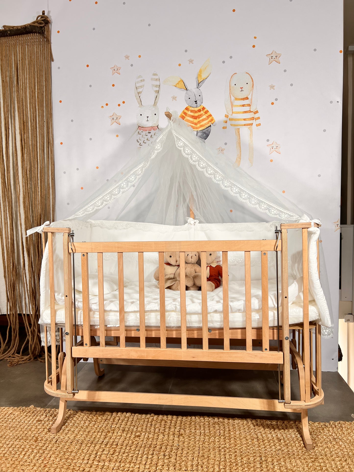 3 in 1 Lapino Natural Wood Crib