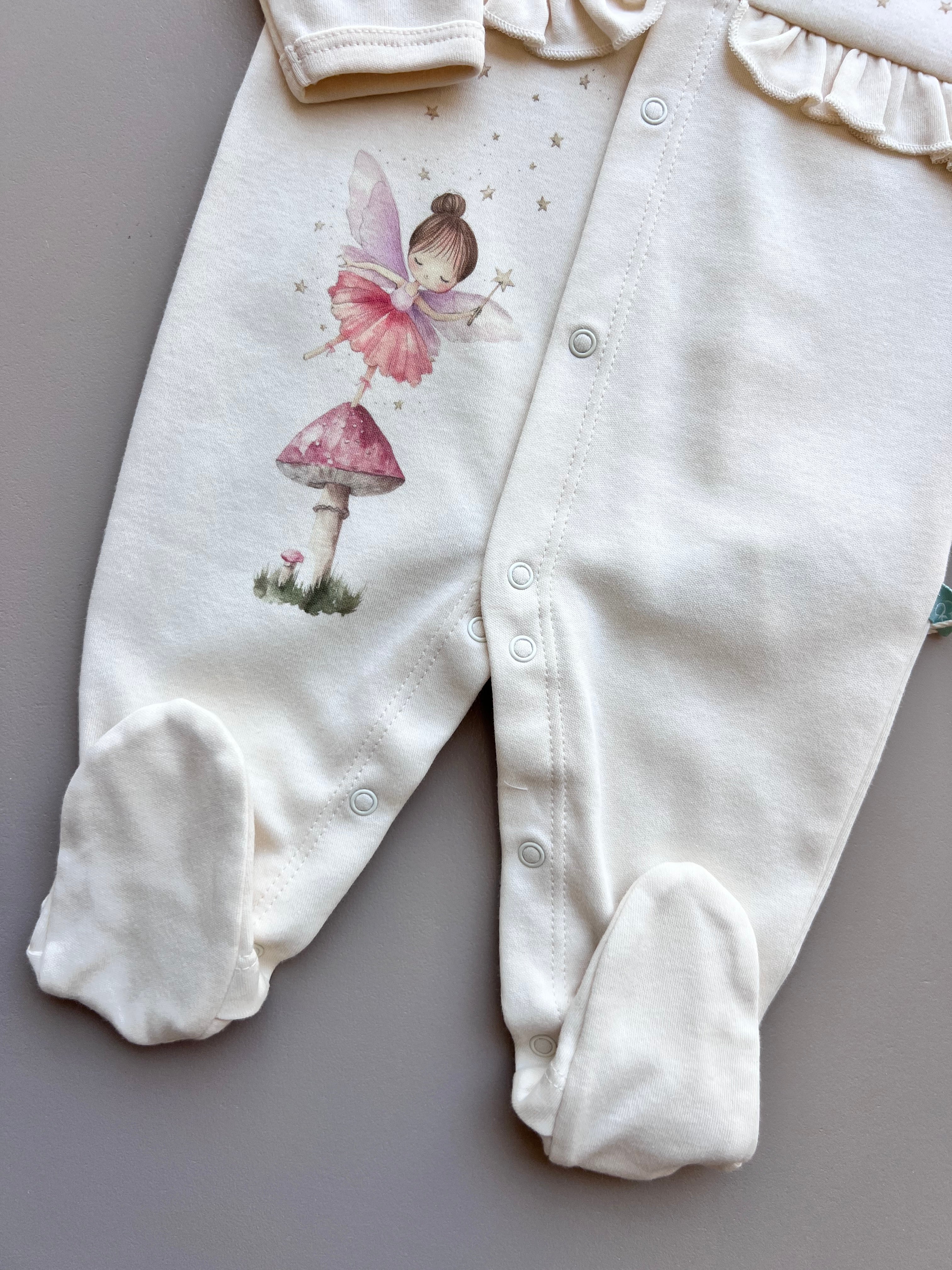 Beige & Pink GOTS™ Certified Organic Cotton Fly Overall
