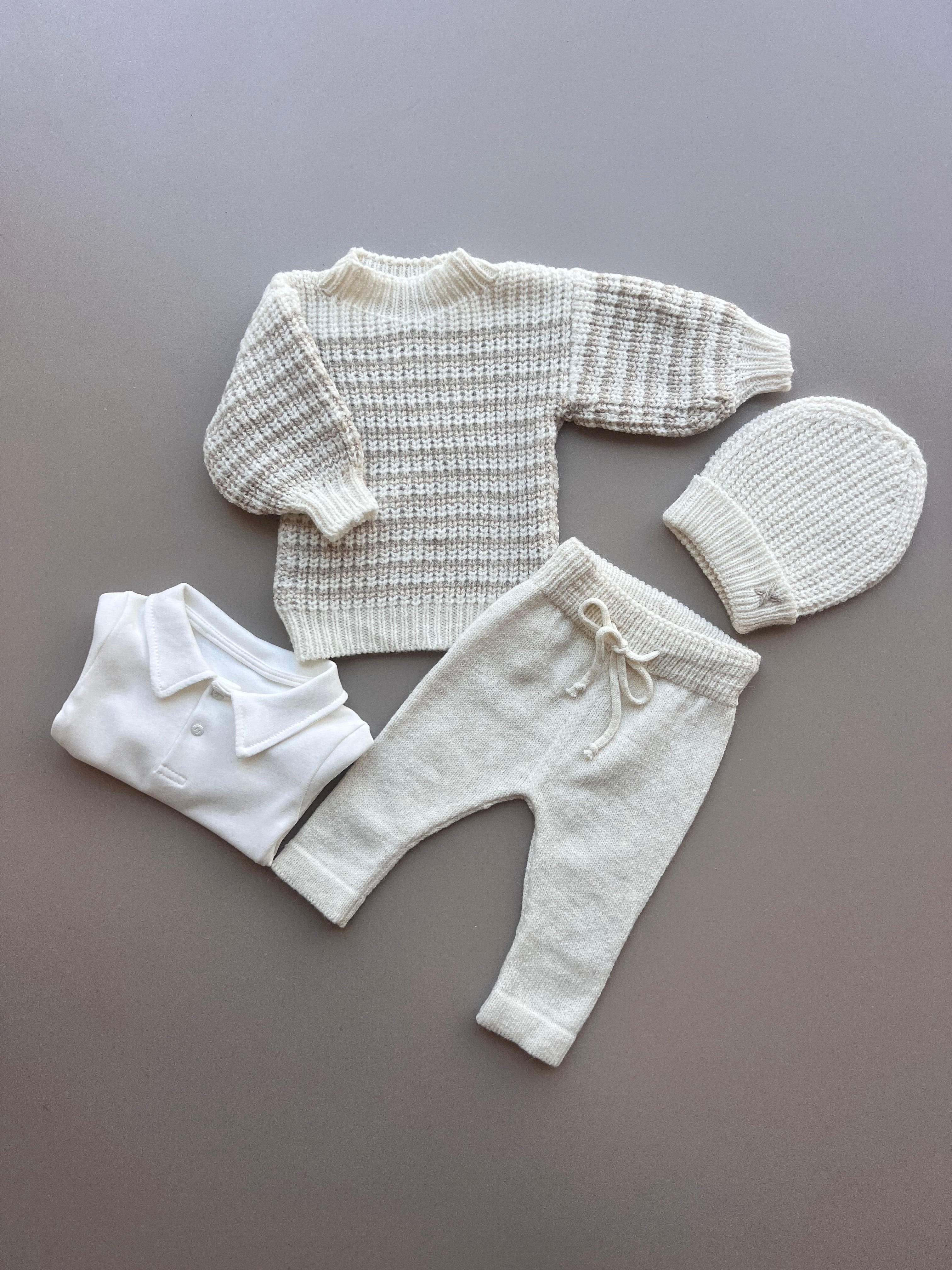 Wool Stripped Sweater 4 Pcs Set