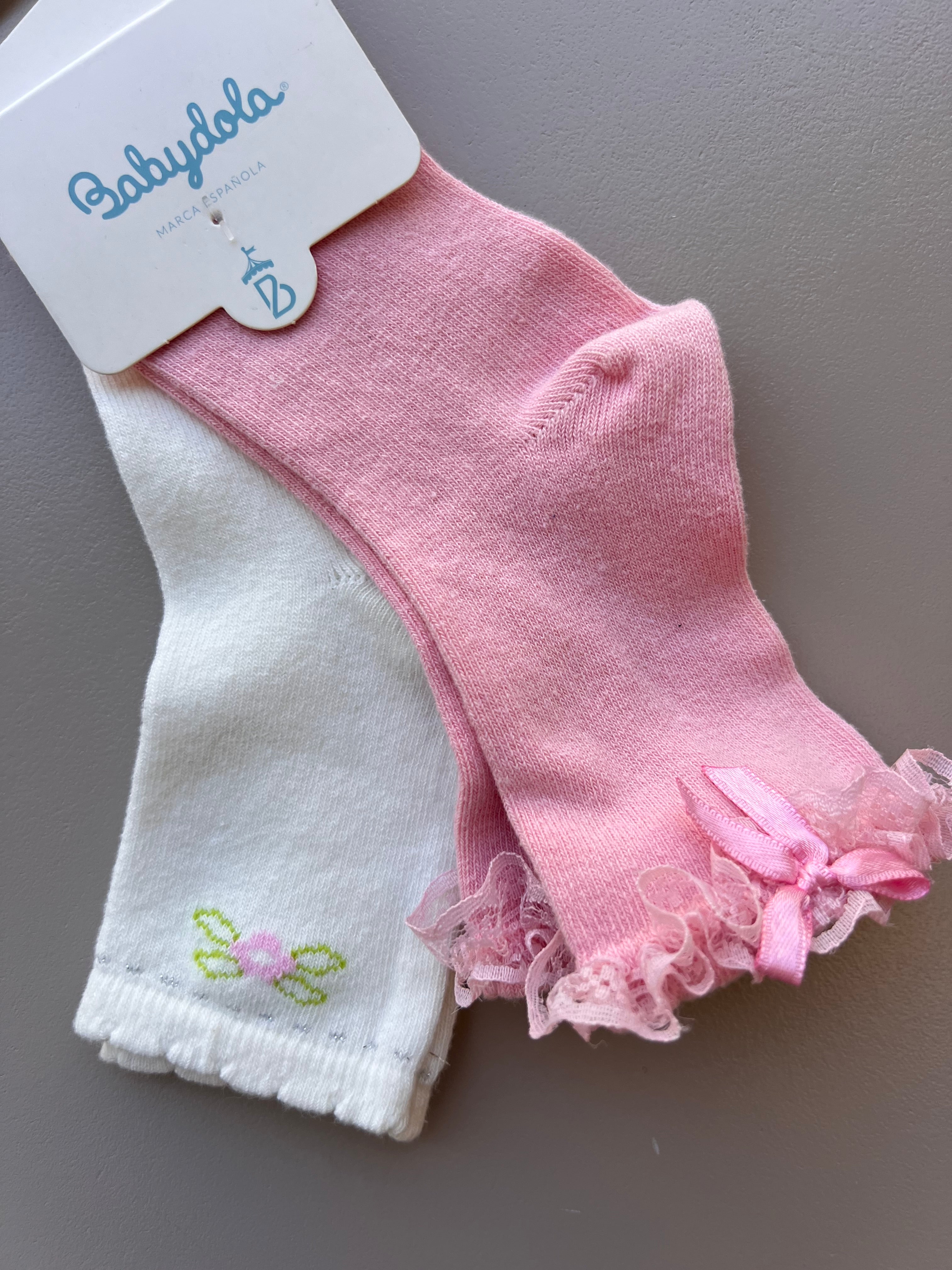 Pink And White Long Socks 2 Pairs