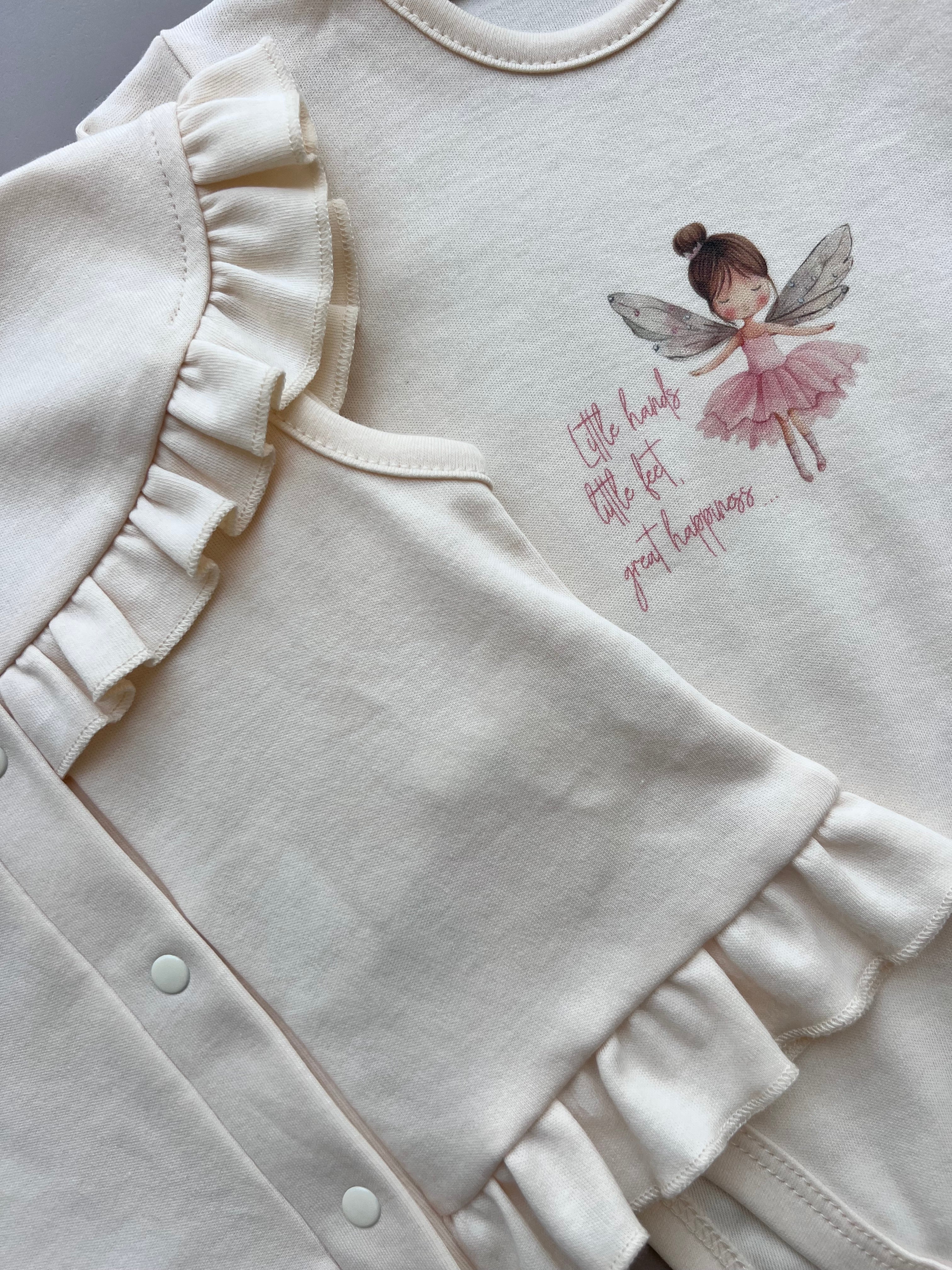 Beige & Pink GOTS™ Certified Organic Cotton Fly 3 Pcs Set