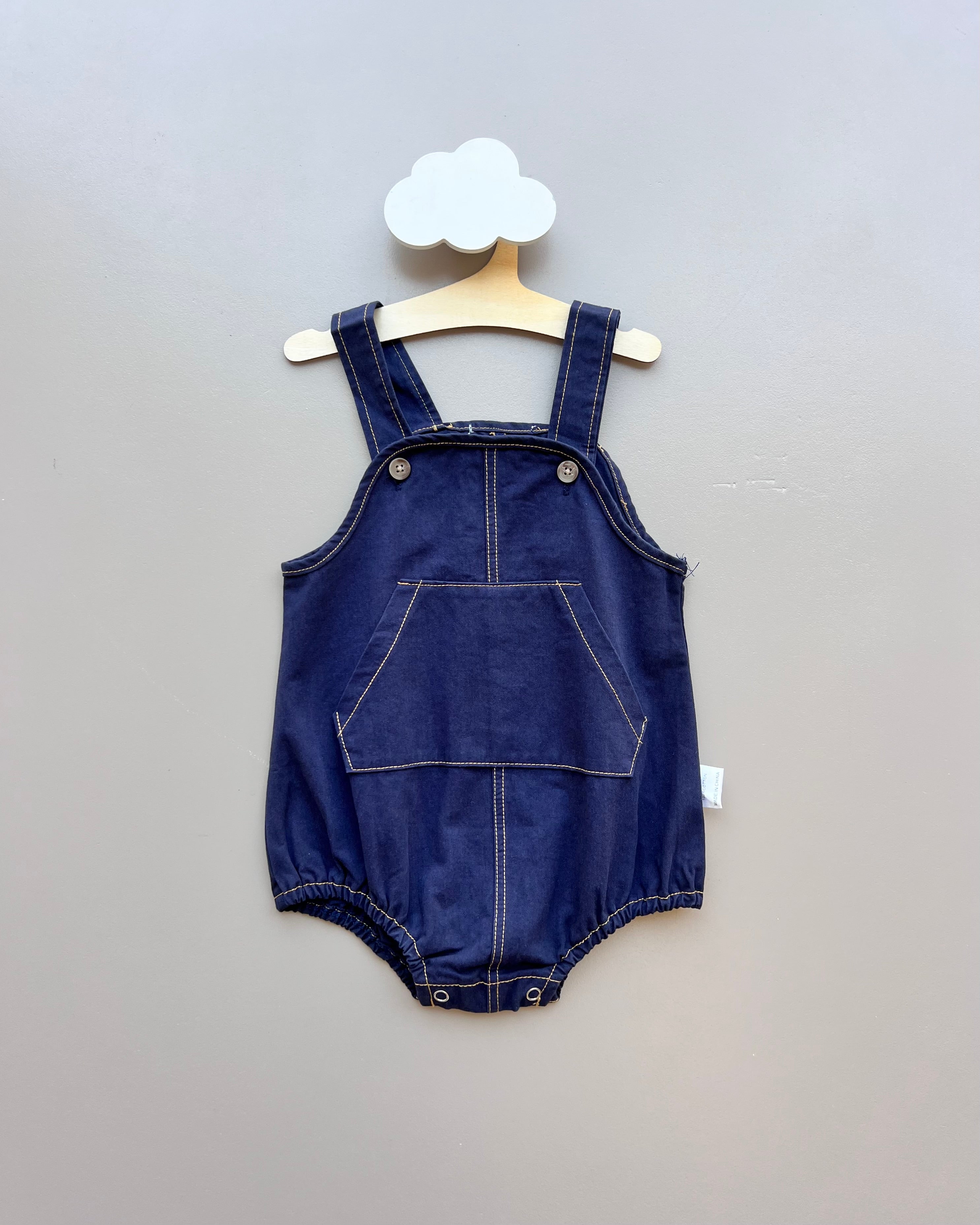 Navy Contrast Jeans Romper