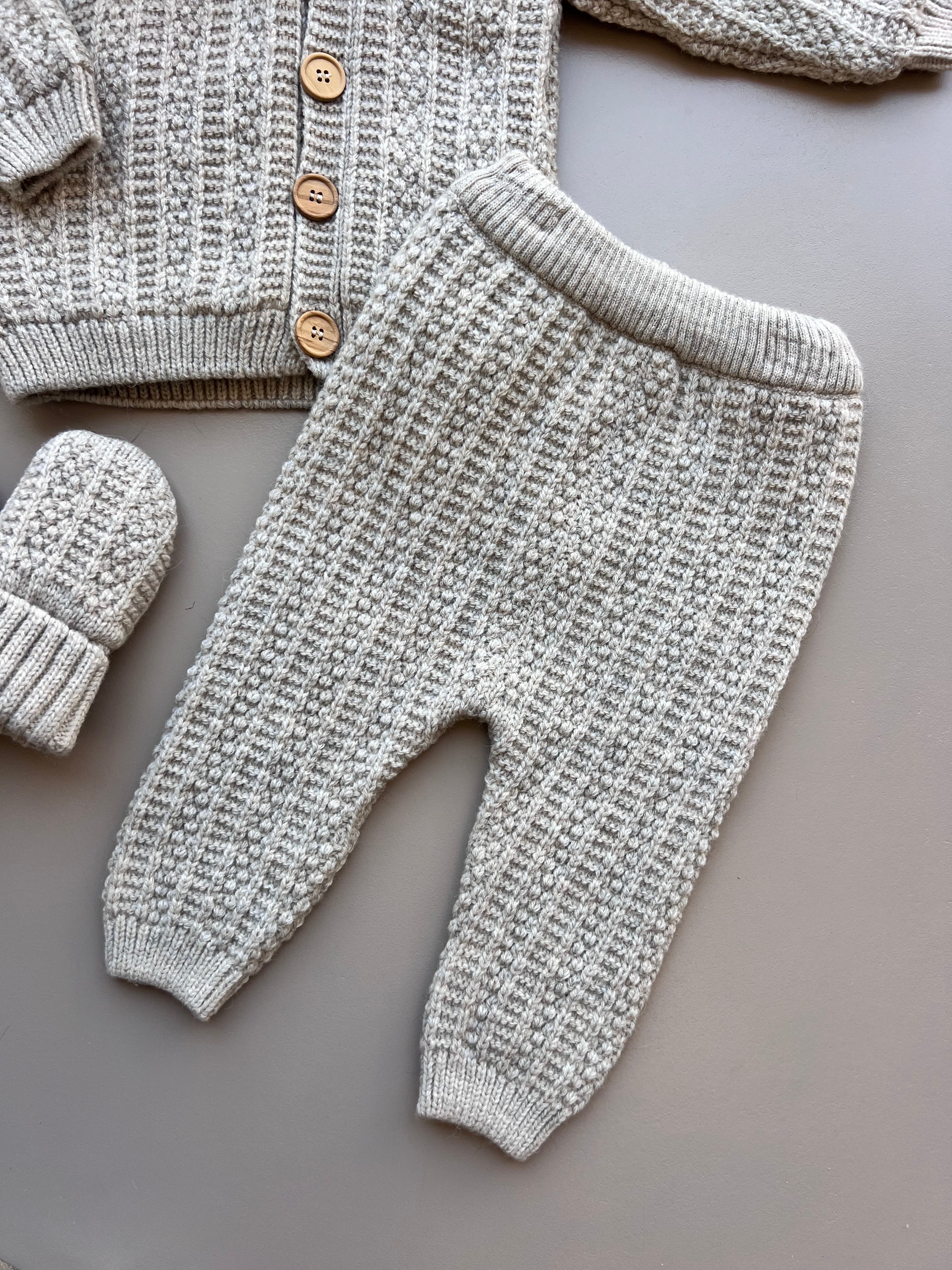 Thick Wool Fur Inside Top, Pants and Mittens 3 Pcs